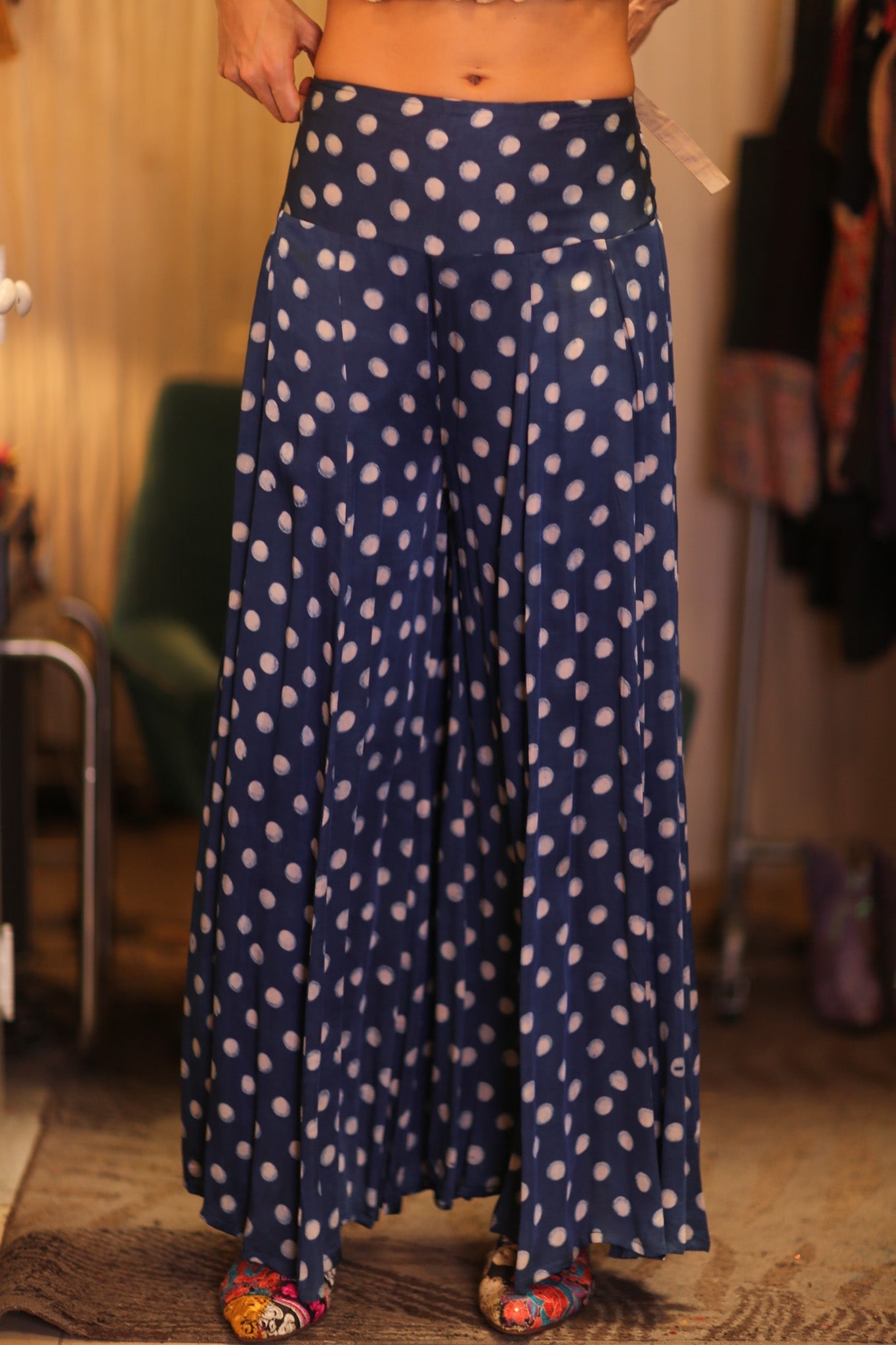SILK WIDE LEG PANTS MOONLET