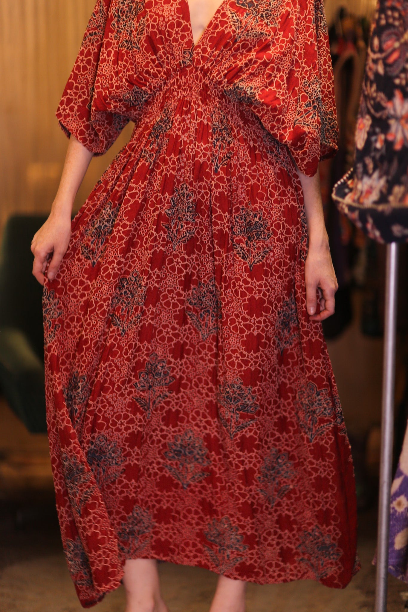 EYELET EMBROIDERED FABRIC DRESS ZURI  ROSE