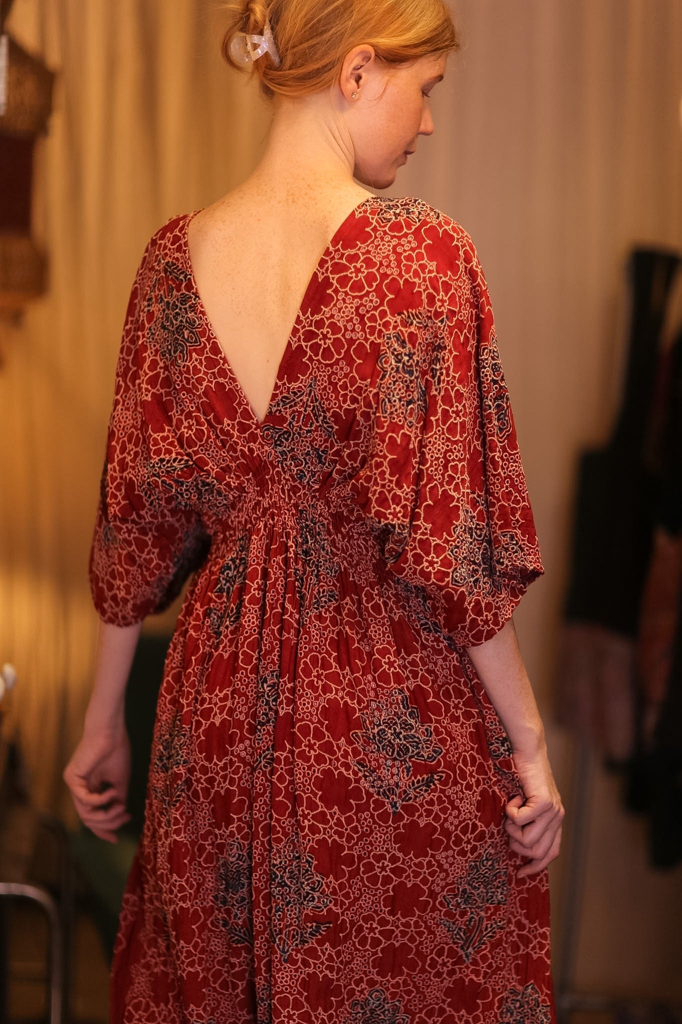 EYELET EMBROIDERED FABRIC DRESS ZURI  ROSE