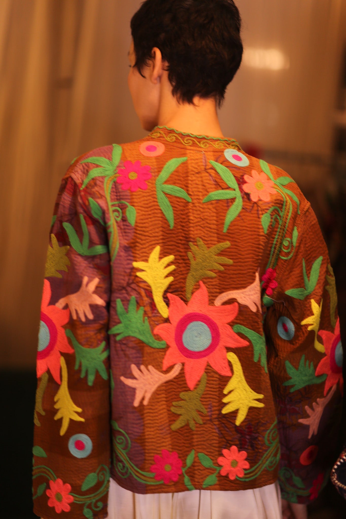 EMBROIDERED KANTHA SHORT COAT INGRID HANNWAY