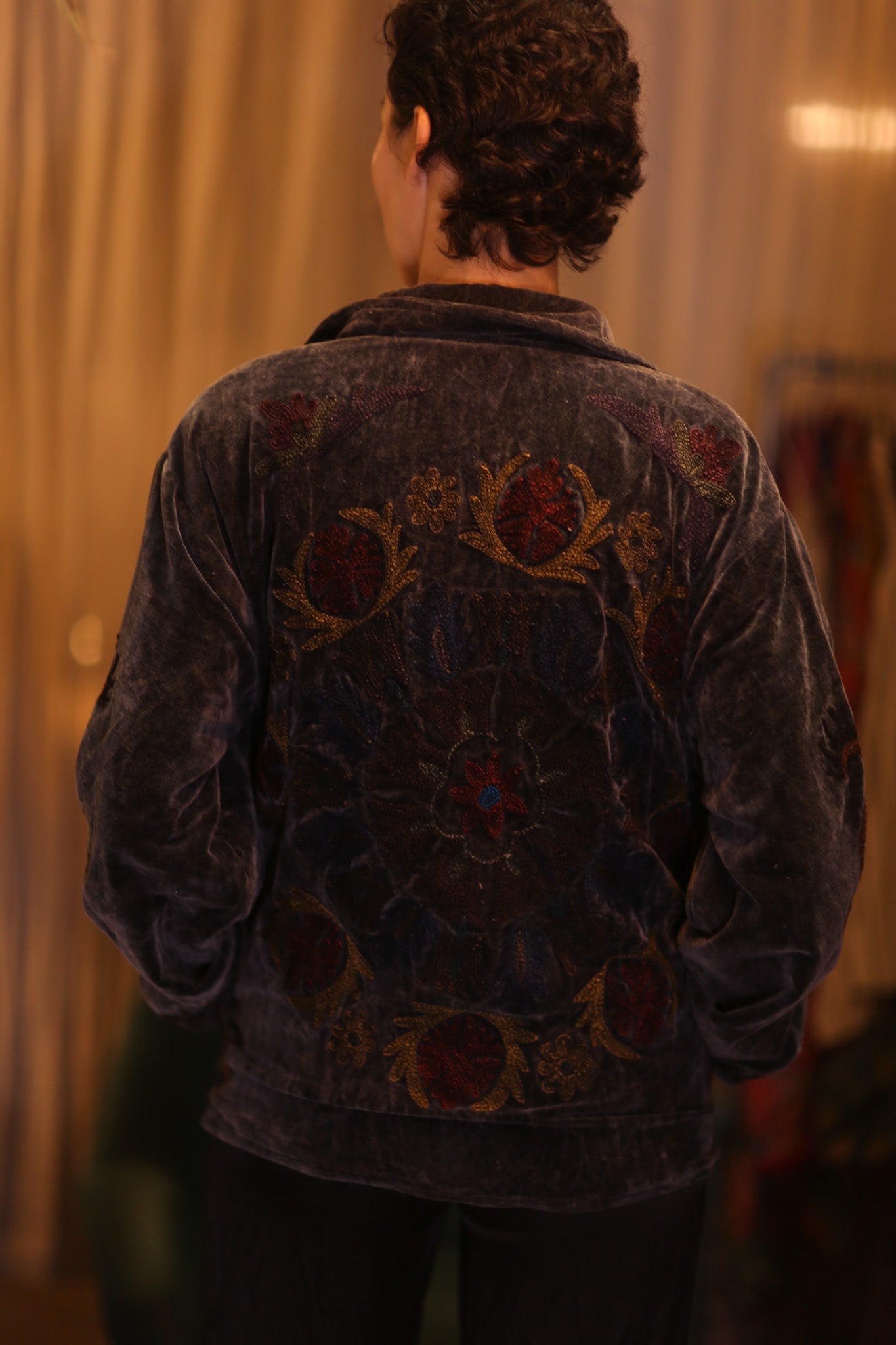 EMBROIDERED VELVET COAT JACKET JESSI