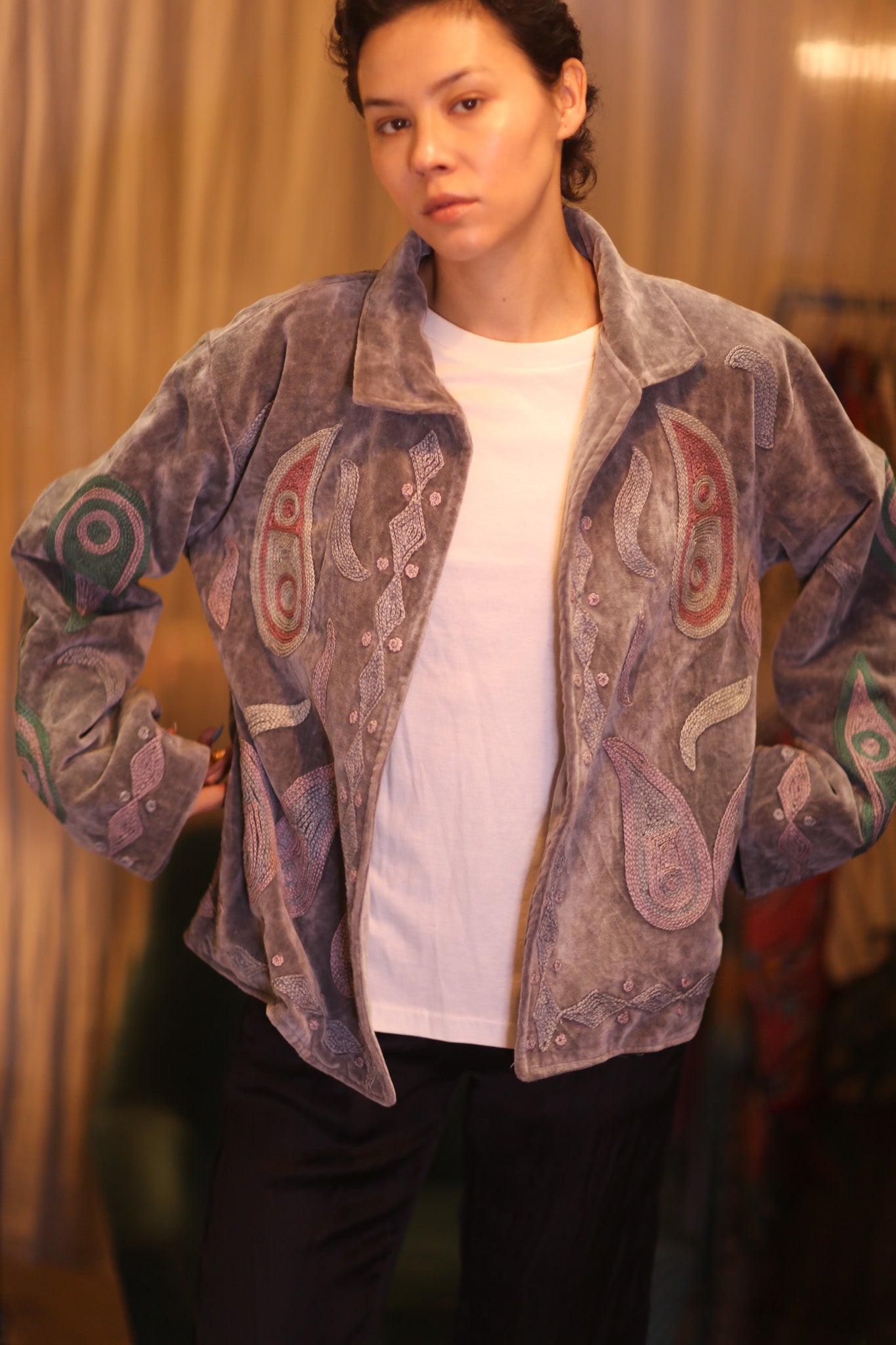 EMBROIDERED VELVET JACKET DHU