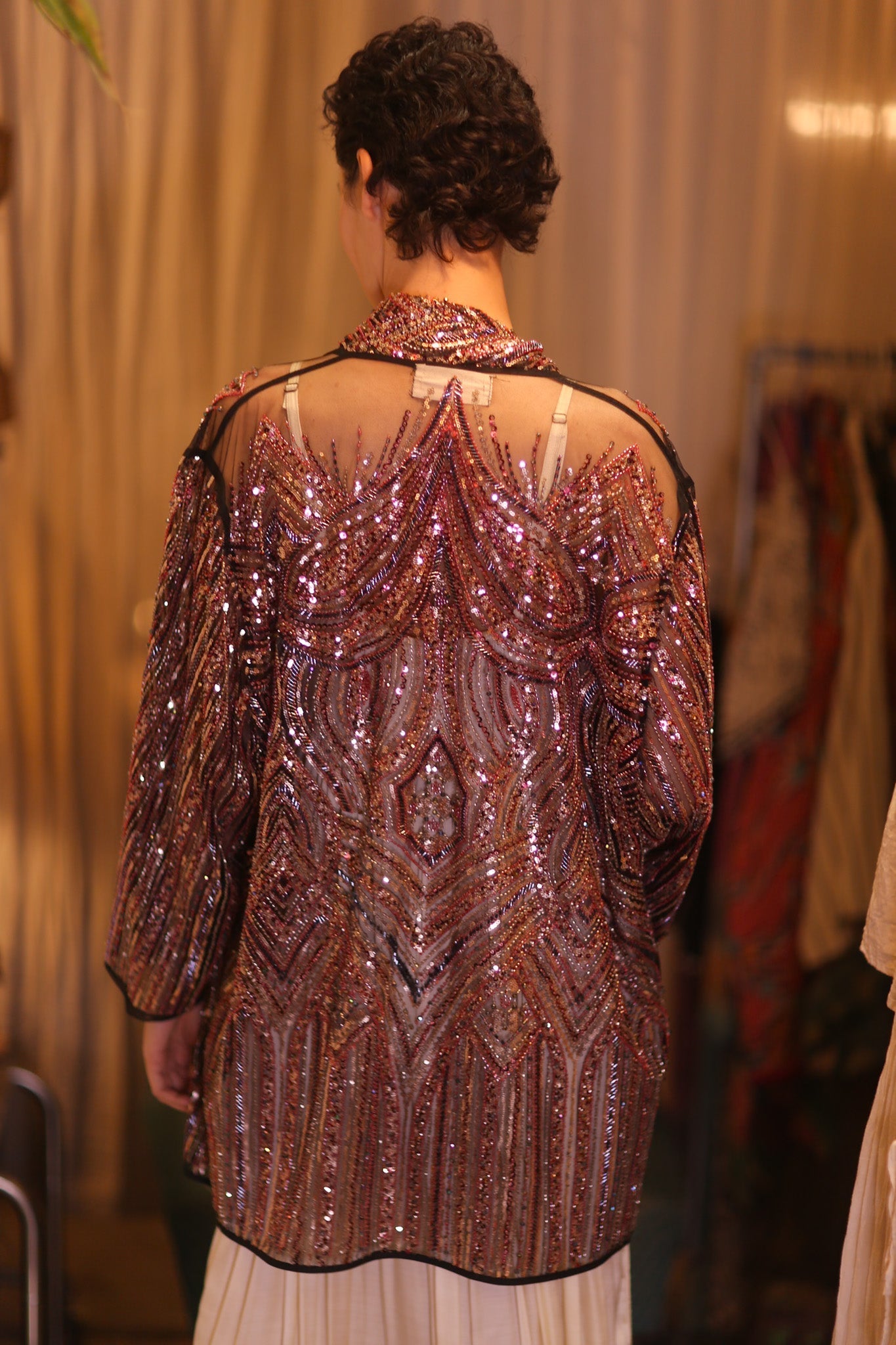 HEAVY SEQUINED EMBROIDERD  SHORT KIMONO KAI