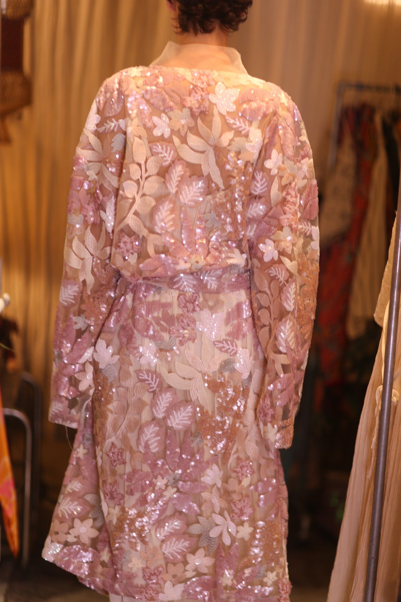 EMBROIDERED SILK LONG KIMONO ATOMI
