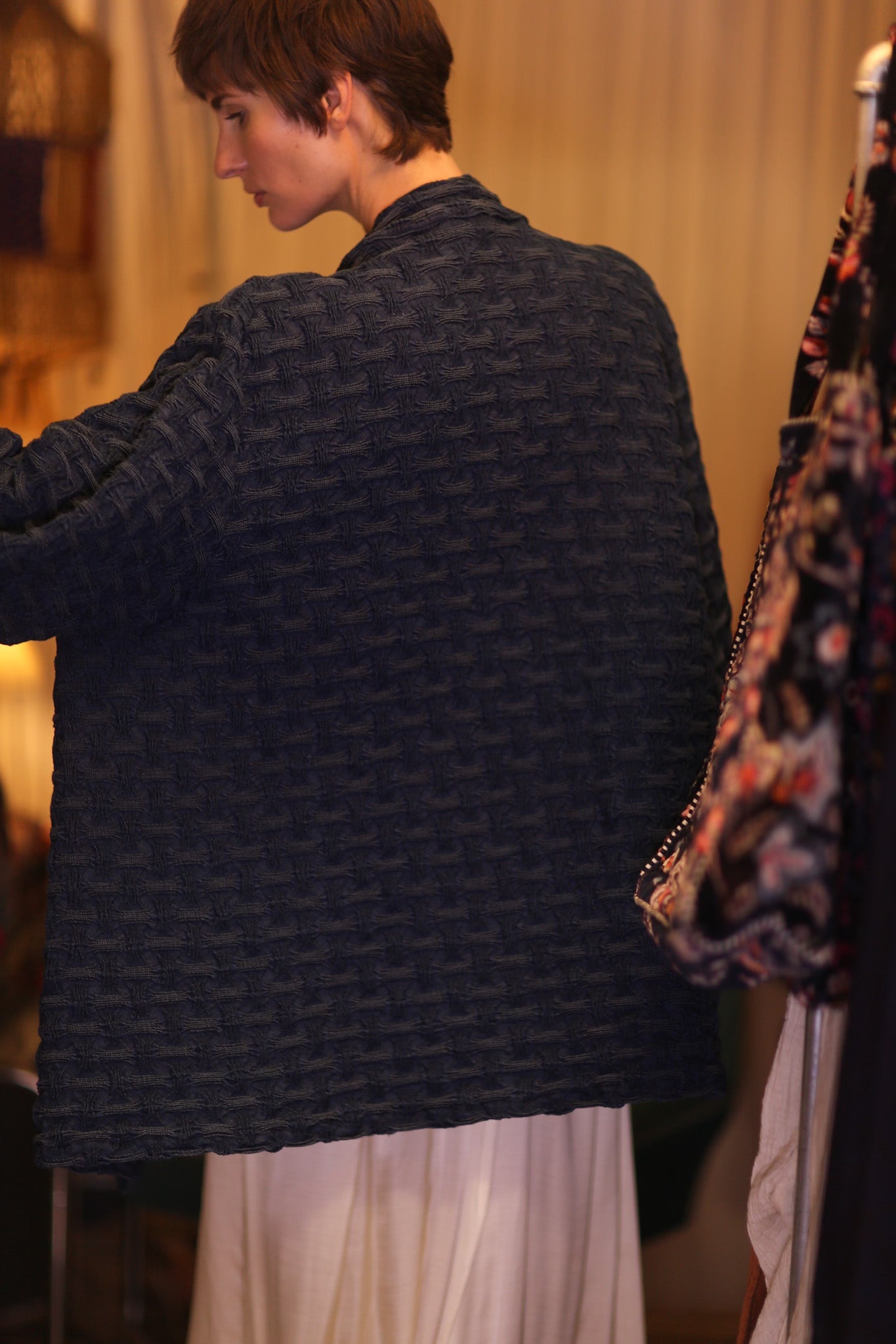 NAVY BLUE JAPANESE PREMIUM DENIM SHORT KIMONO HTAYAN