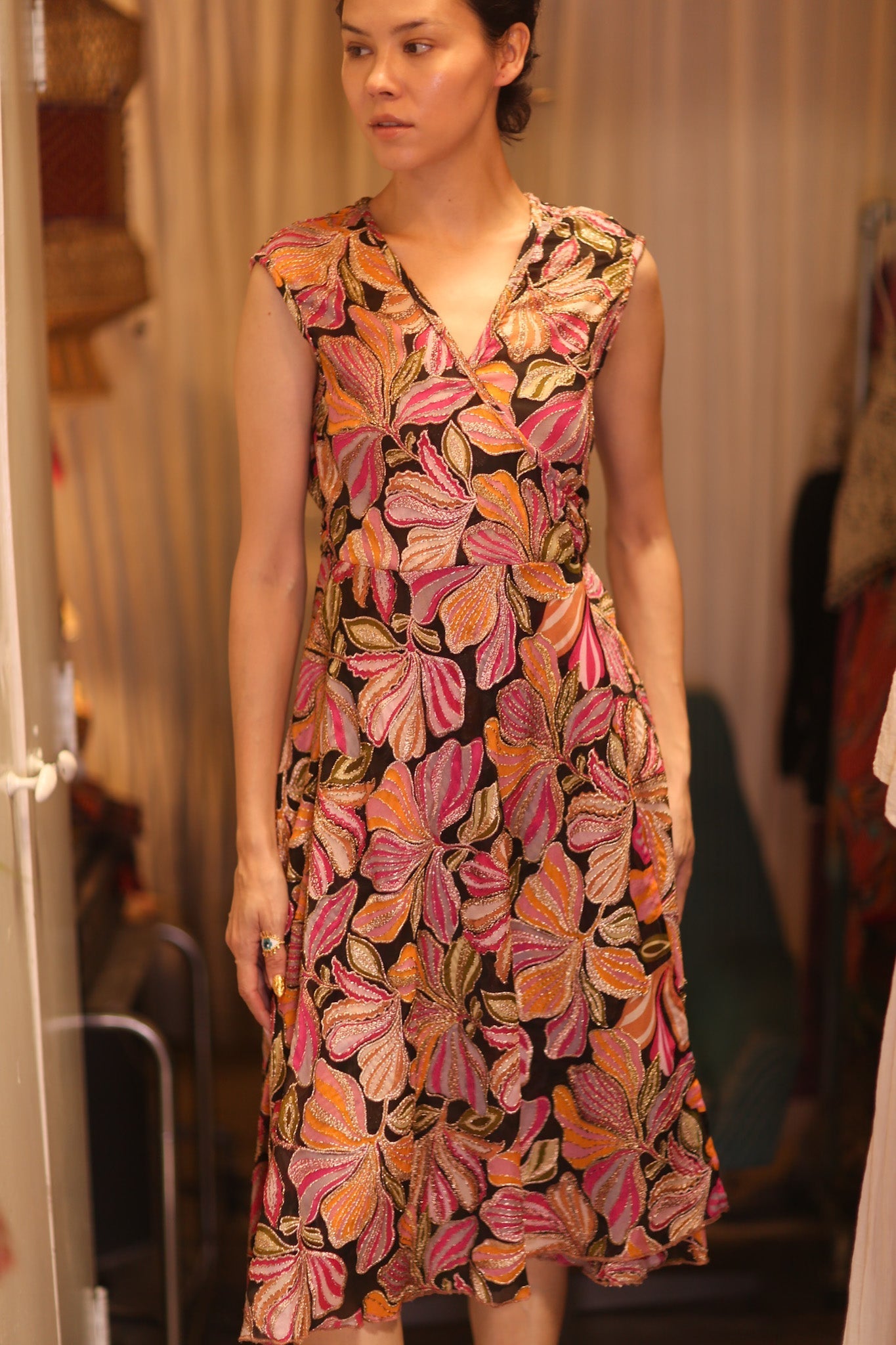 EMBROIDERED WARP SILK DRESS GABRIELE YWATKYAY