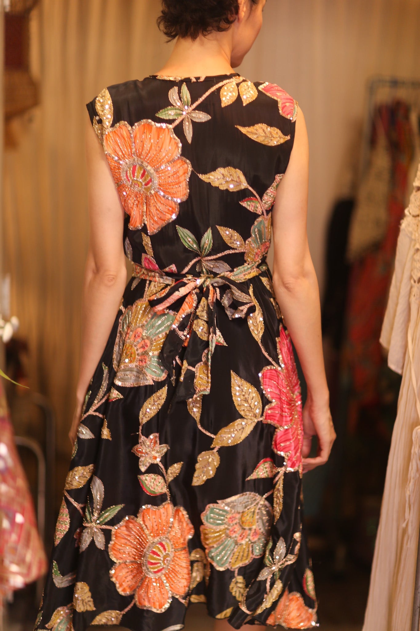 EMBROIDERED WARP SILK DRESS GABRIELE SHONE