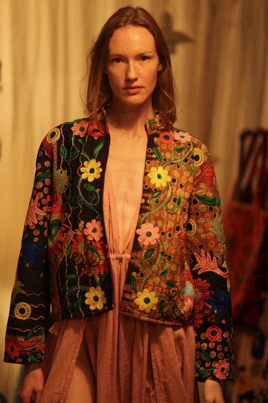 JACKET INGRID LIGHT AND DARK BROWN EMBROIDERED