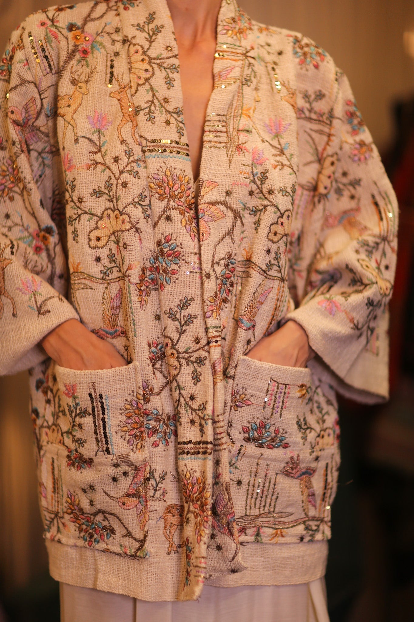 EMBROIDERED COTTON SHORT KIMONO DREAMWORLD