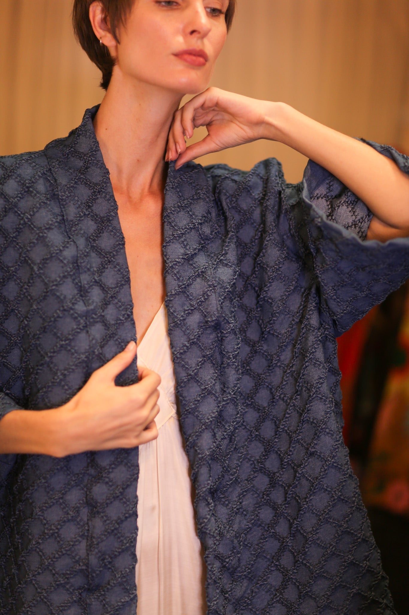 PREMIUM SHORT DENIM KIMONO LEYLU