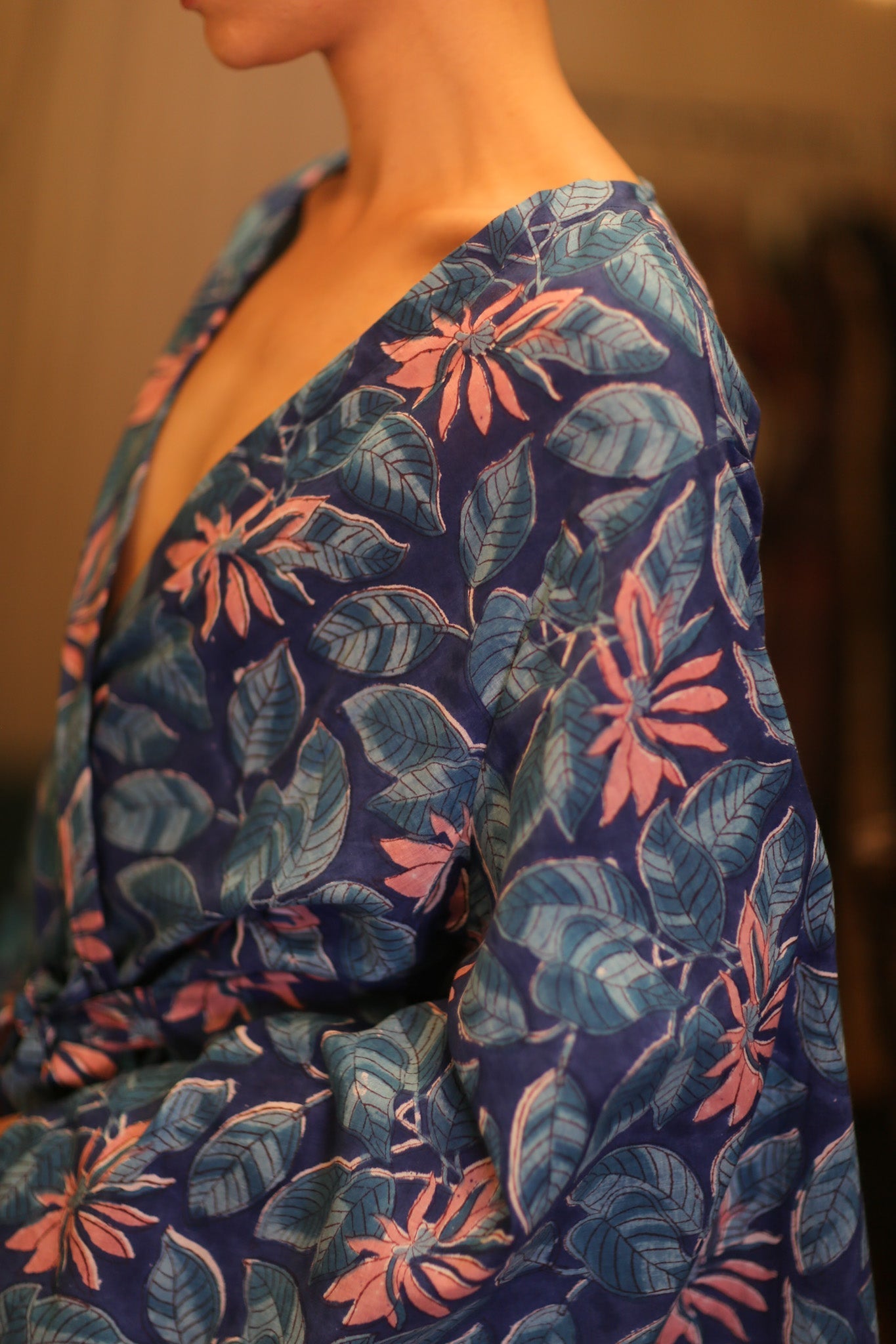 HANDBLOCK COTTON WING KIMONO PINA CODIA