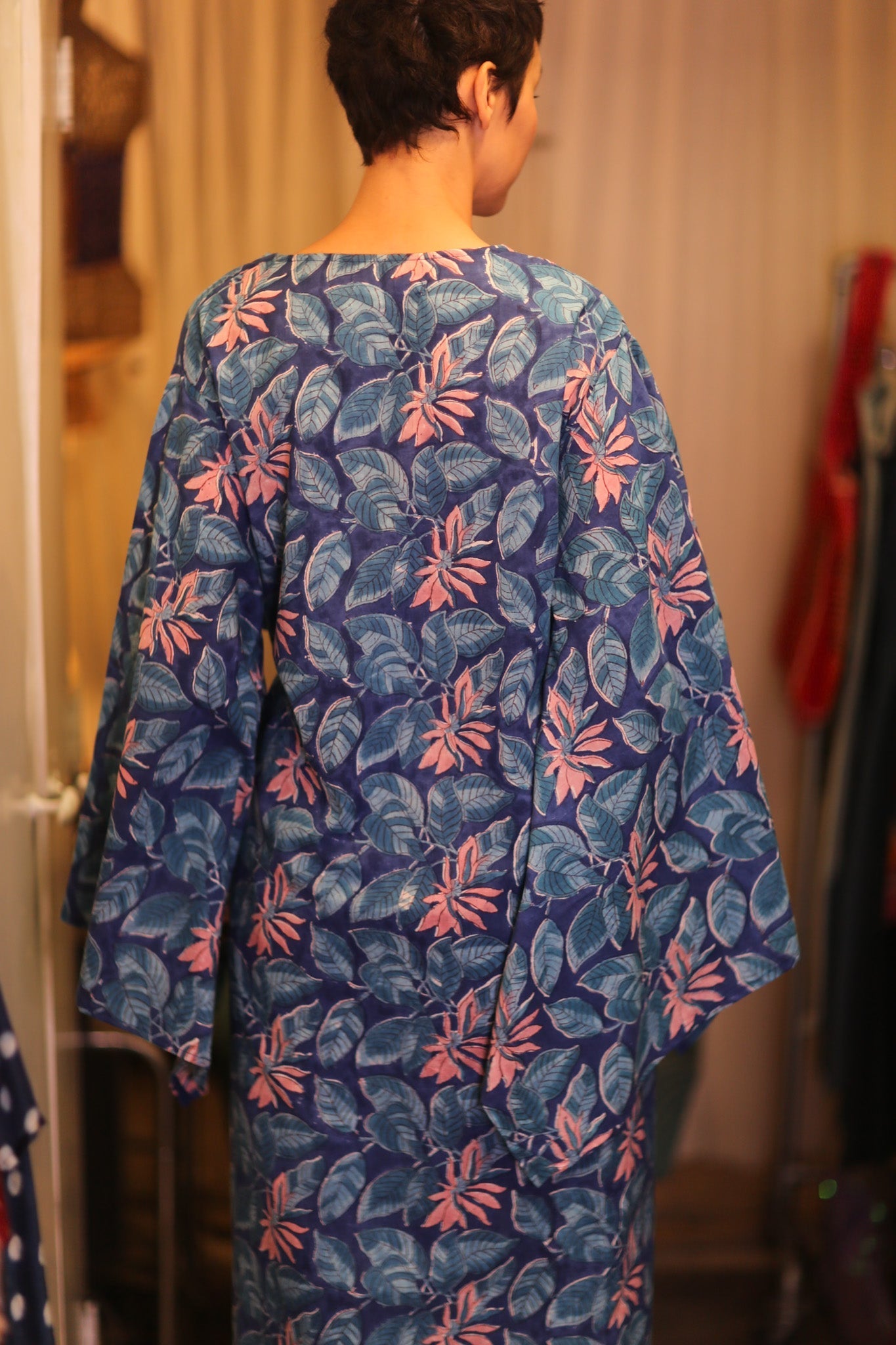 HANDBLOCK COTTON WING KIMONO PINA CODIA