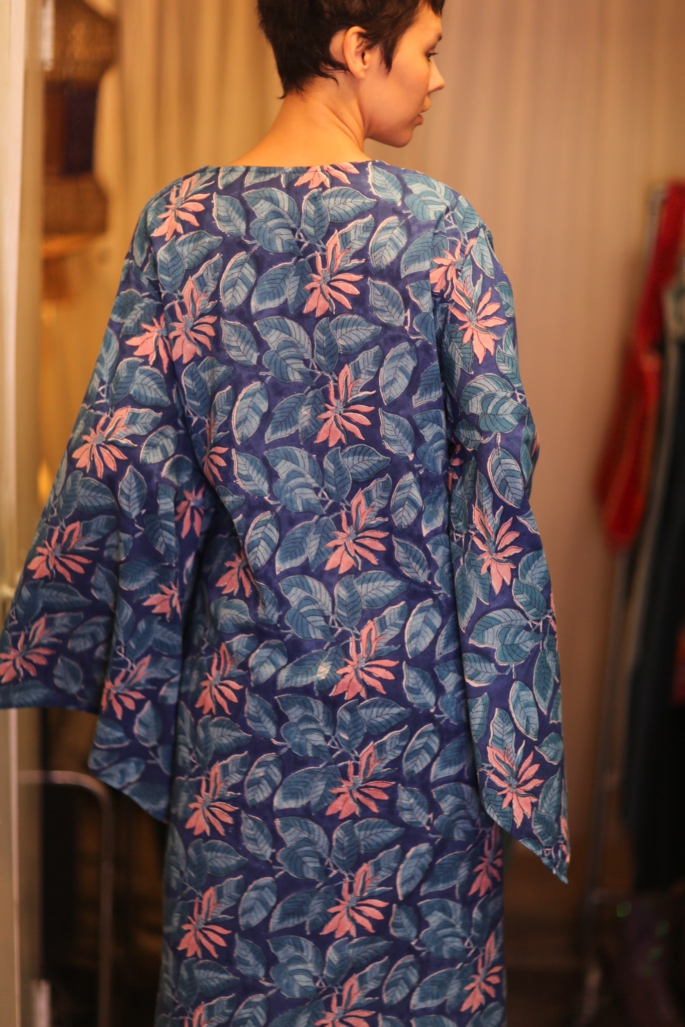 HANDBLOCK COTTON WING KIMONO PINA CODIA