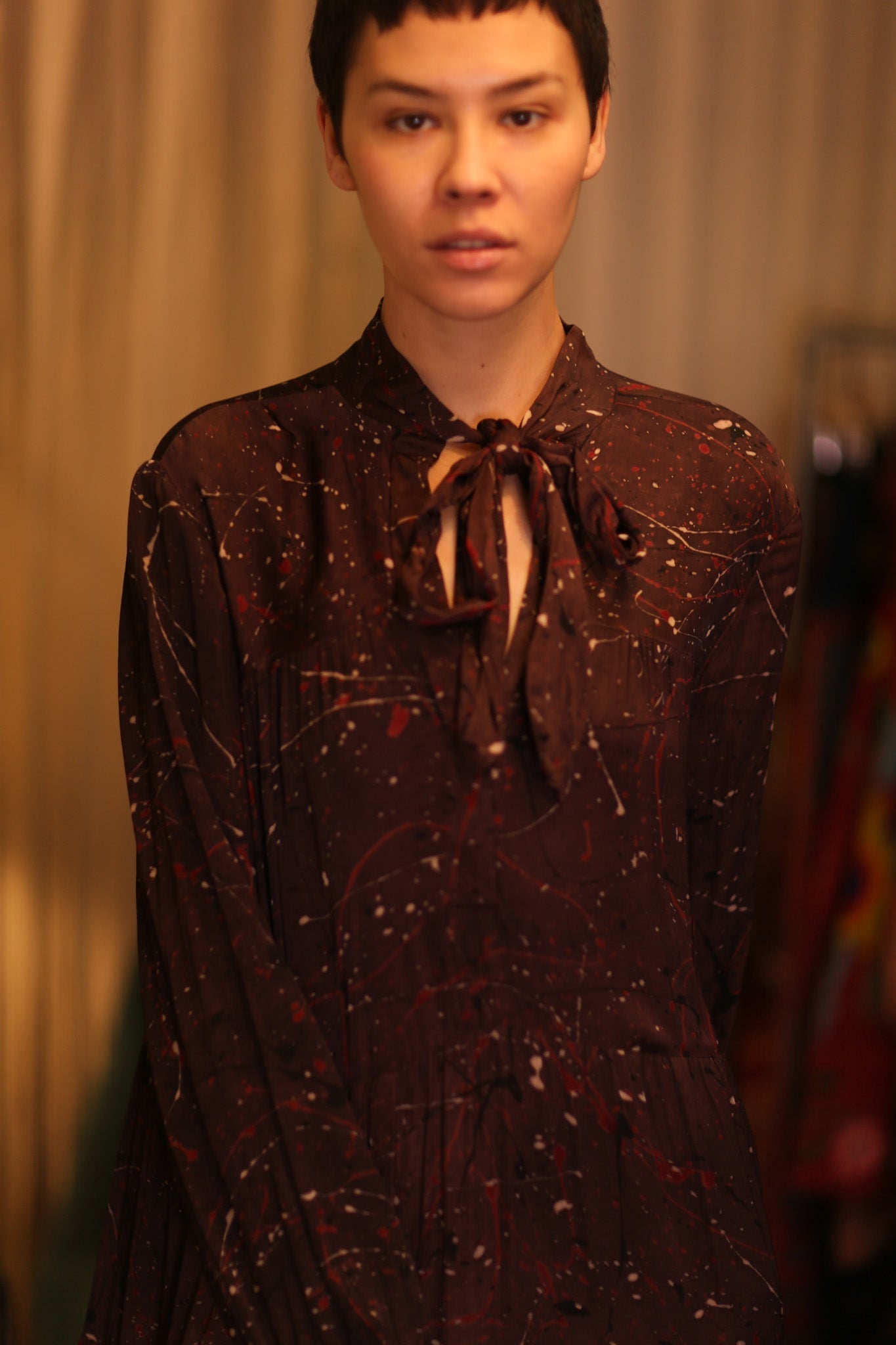 SILK MAXI  BUTTONED DRESS LOA BROWNIE