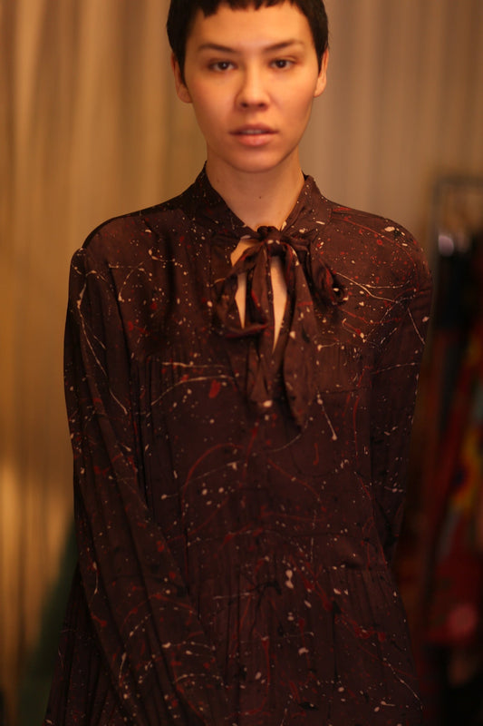 SILK MAXI  BUTTONED DRESS LOA BROWNIE