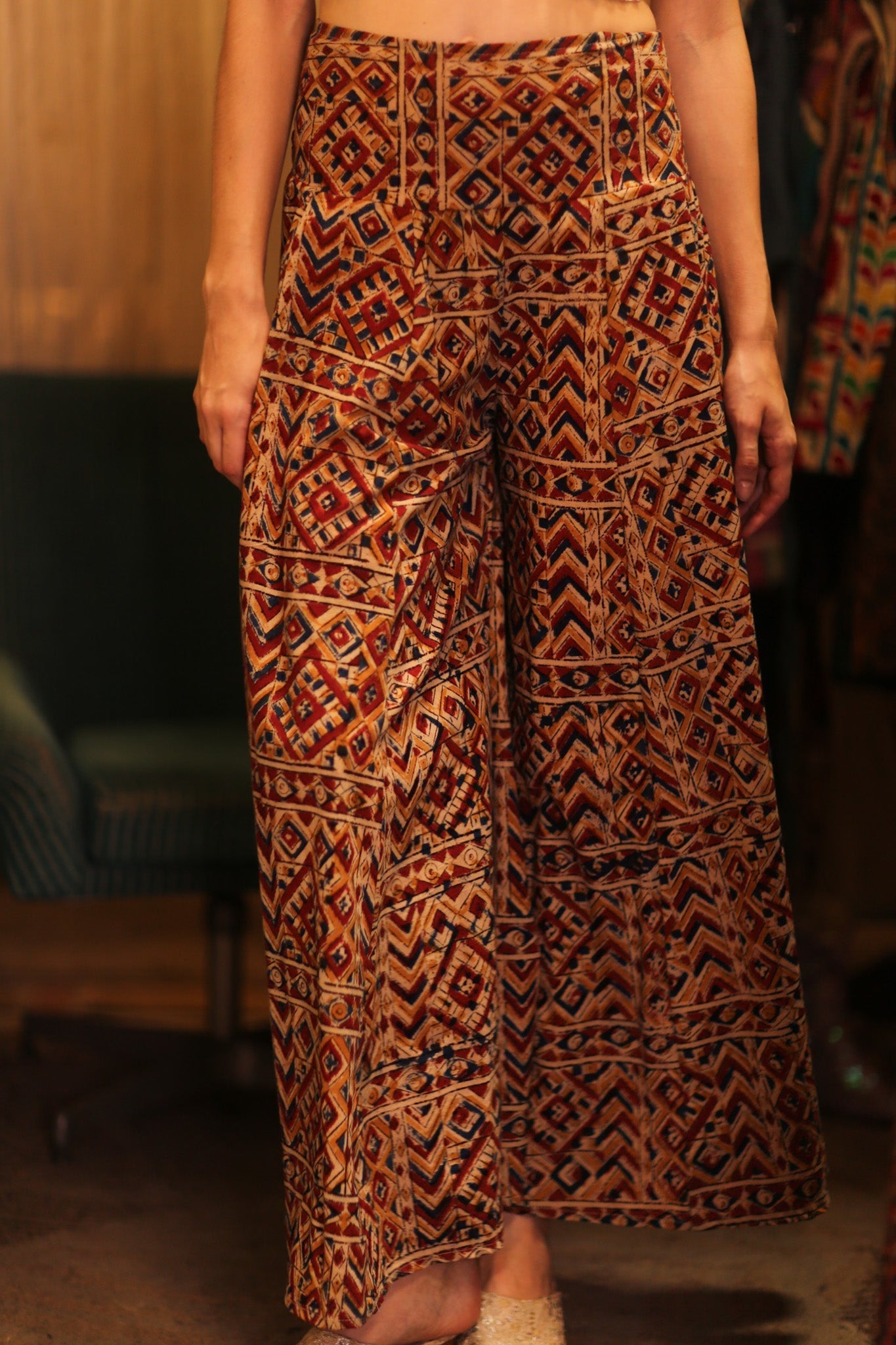 COTTON WIDE LEGS LONG PANTS RUBY MHAMKWET