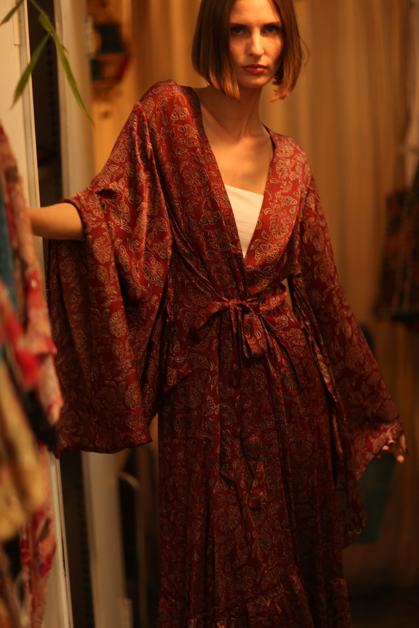 SILK HAND BLOCK PRINT KIMONO PINA BOENZA