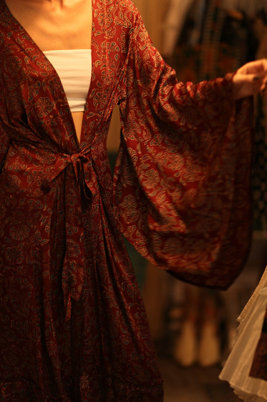 SILK HAND BLOCK PRINT KIMONO PINA BOENZA