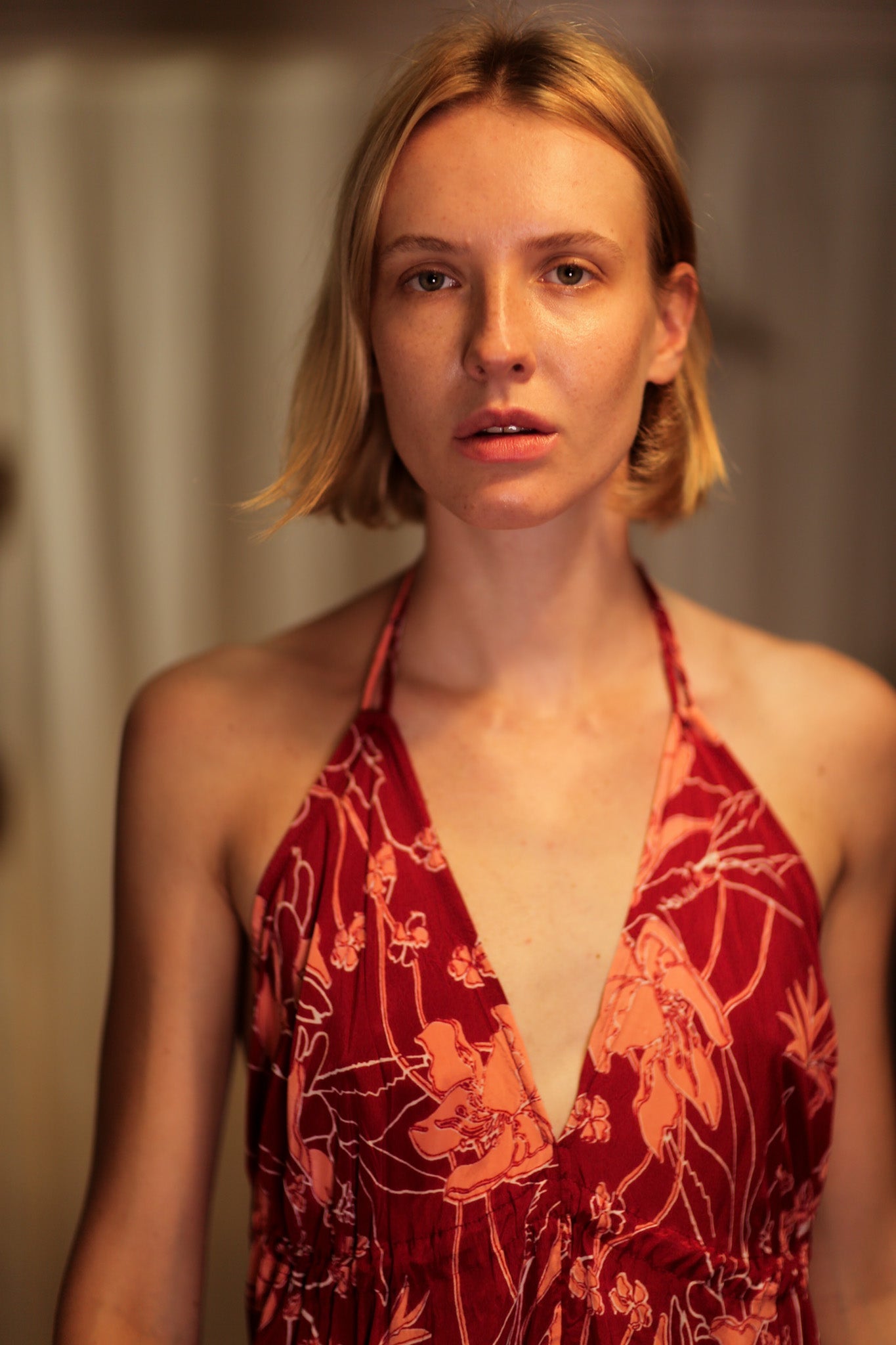 HANNAH SILK DRESS RED FLOWER