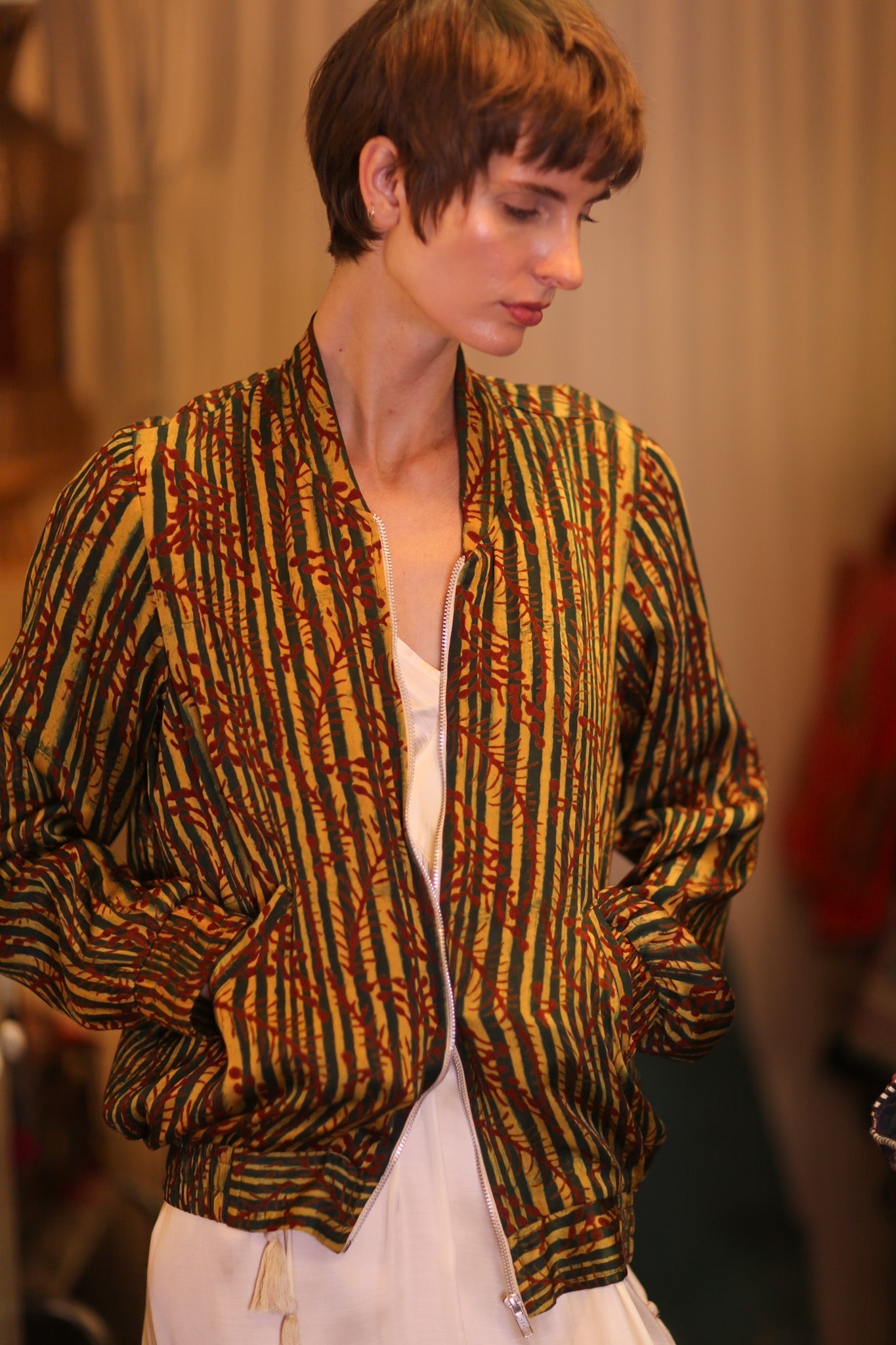 SILK BOMBER JACKET ANCHA BAMREST