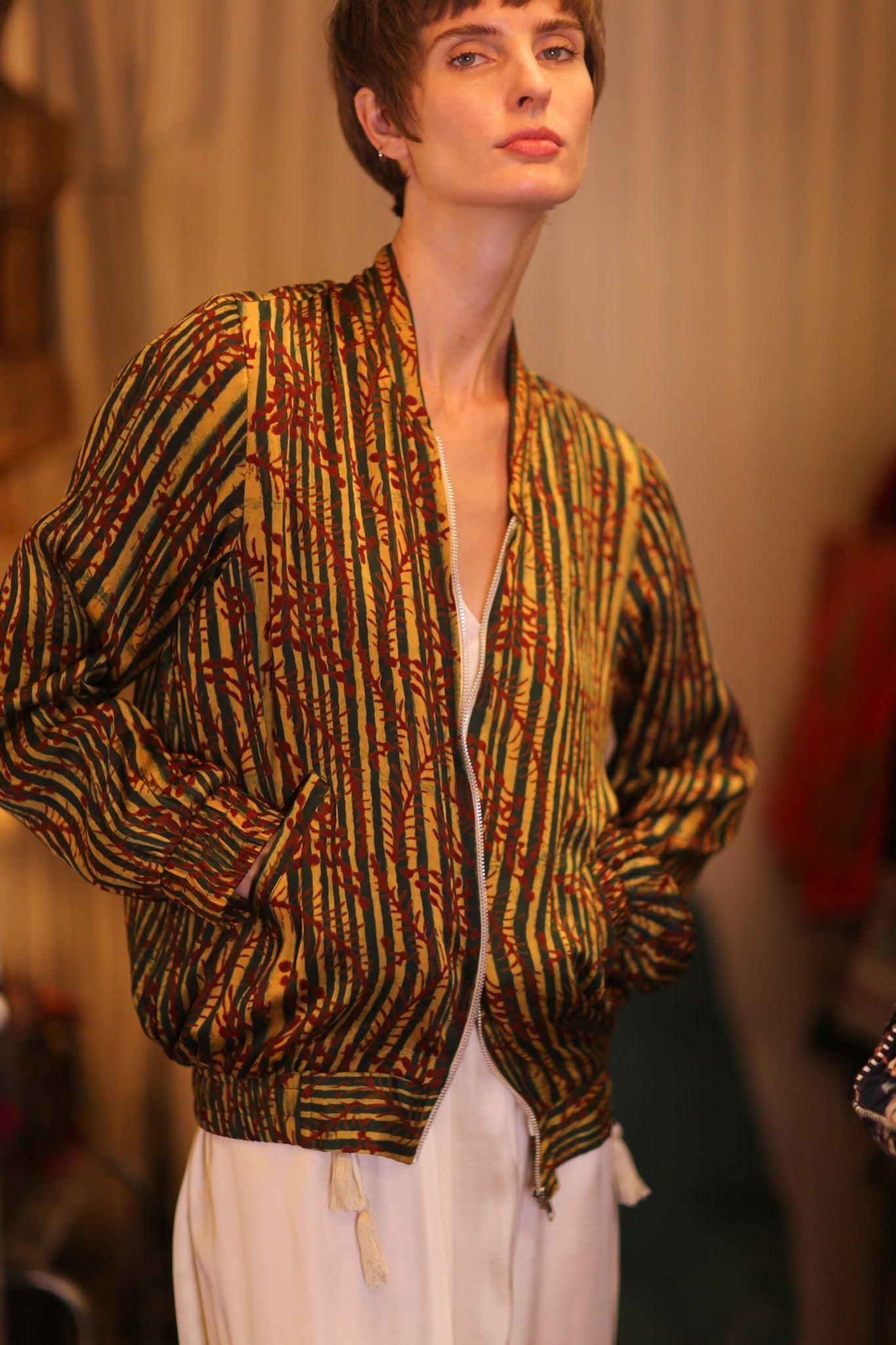 SILK BOMBER JACKET ANCHA BAMREST