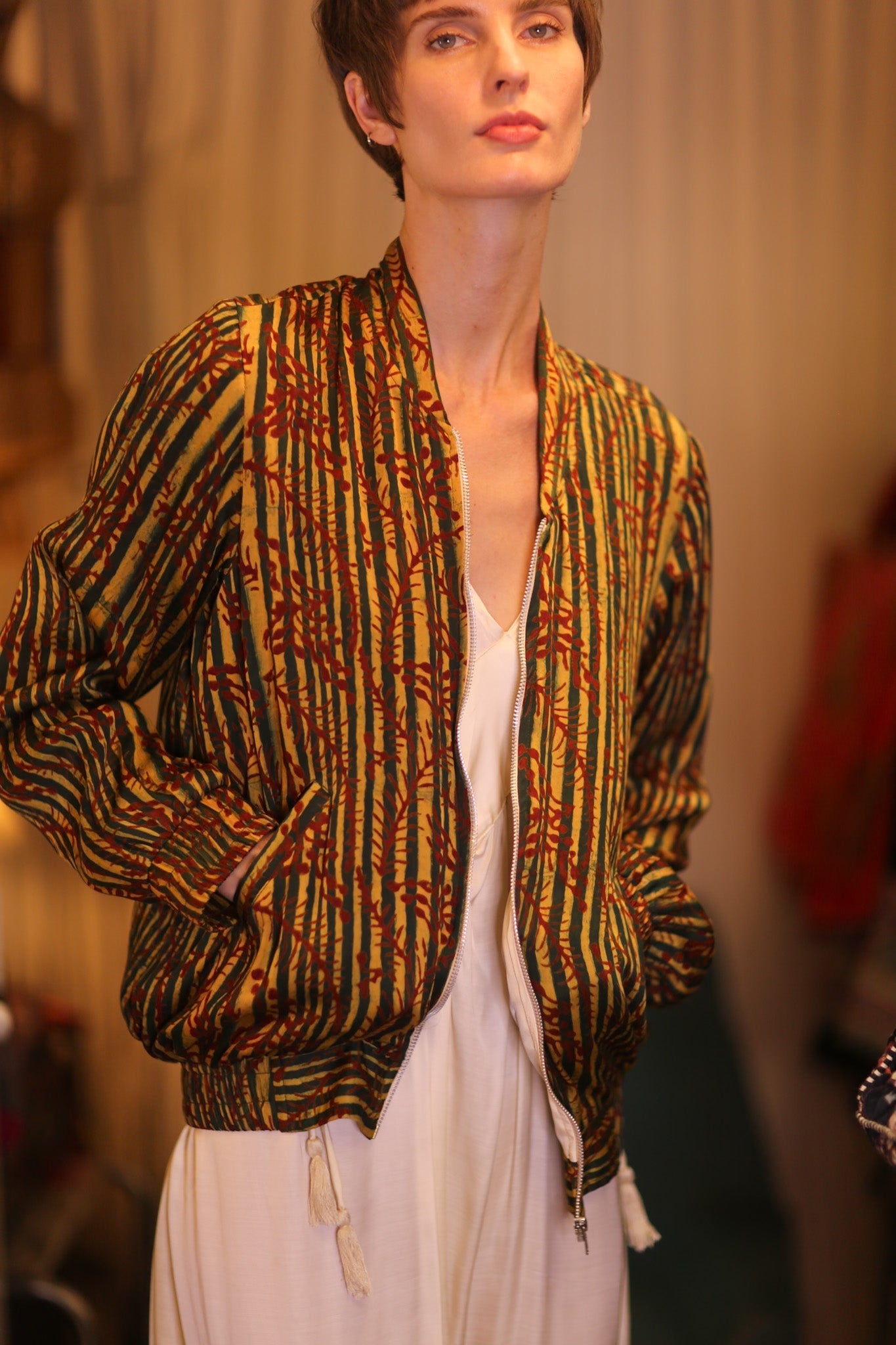 SILK BOMBER JACKET ANCHA BAMREST