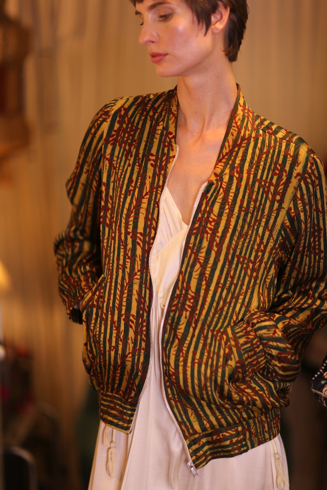 SILK BOMBER JACKET ANCHA BAMREST