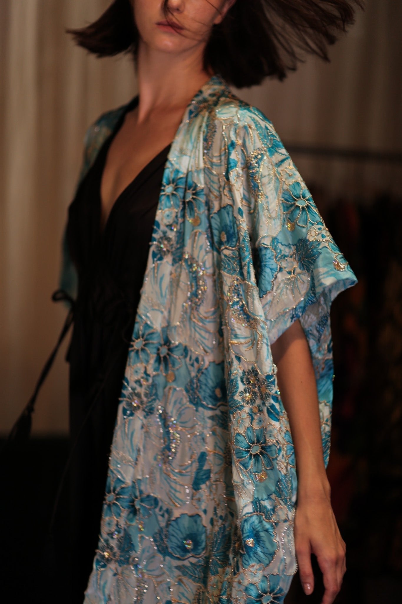 ANDREA EMBROIDERED KIMONO SKY BLUE - MOMO STUDIO BERLIN - Berlin Concept Store - sustainable & ethical fashion