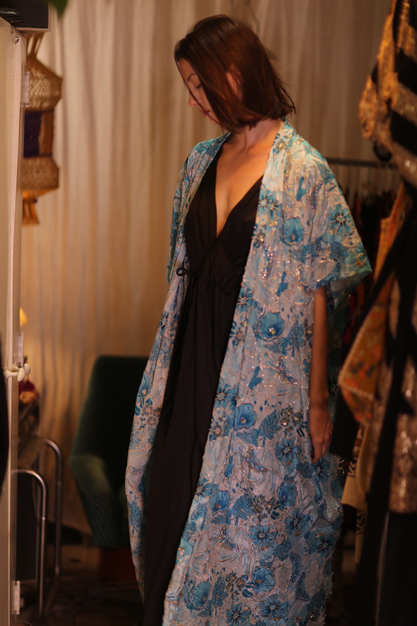 ANDREA EMBROIDERED KIMONO SKY BLUE - MOMO STUDIO BERLIN - Berlin Concept Store - sustainable & ethical fashion
