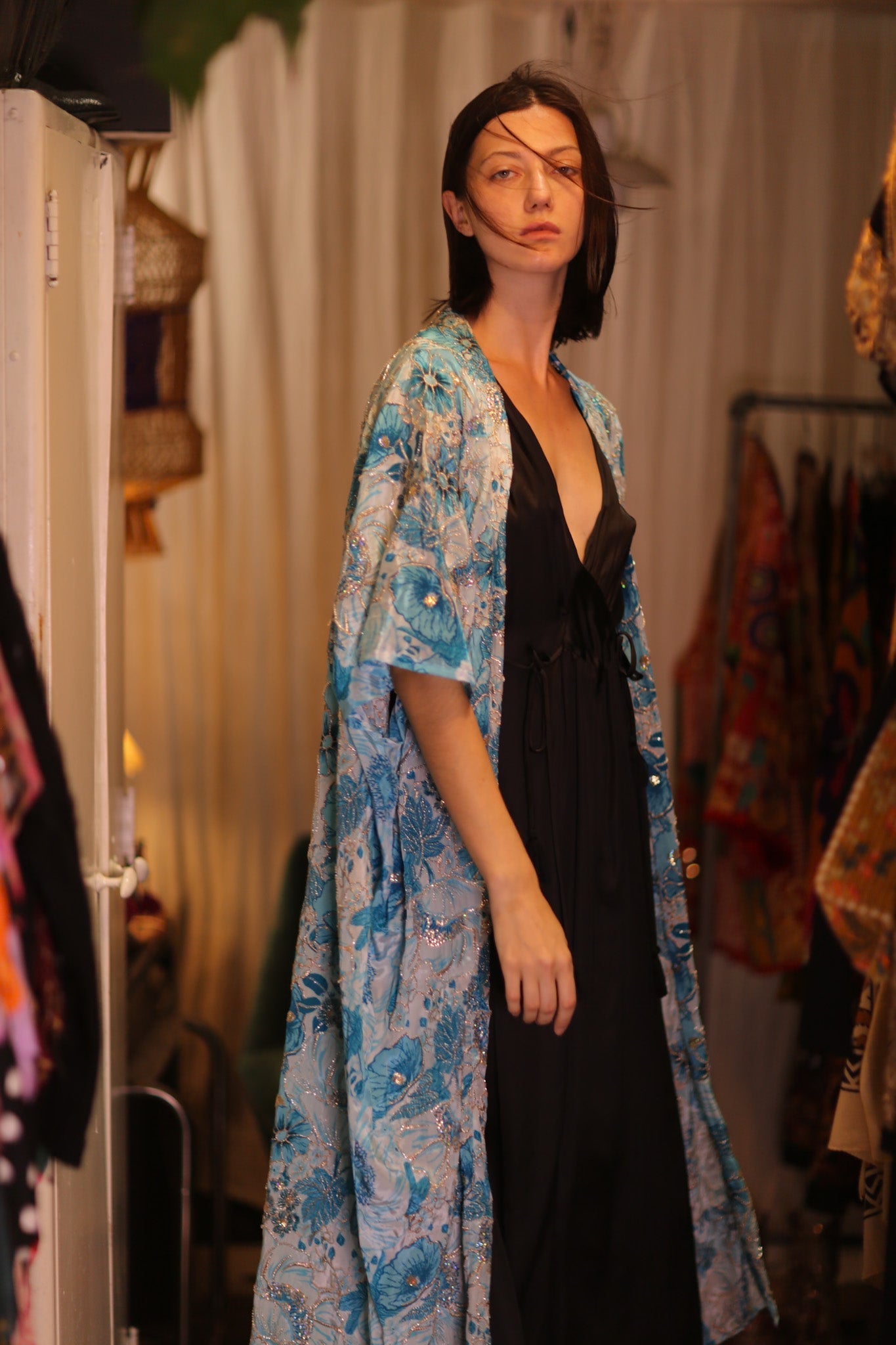ANDREA EMBROIDERED KIMONO SKY BLUE - MOMO STUDIO BERLIN - Berlin Concept Store - sustainable & ethical fashion