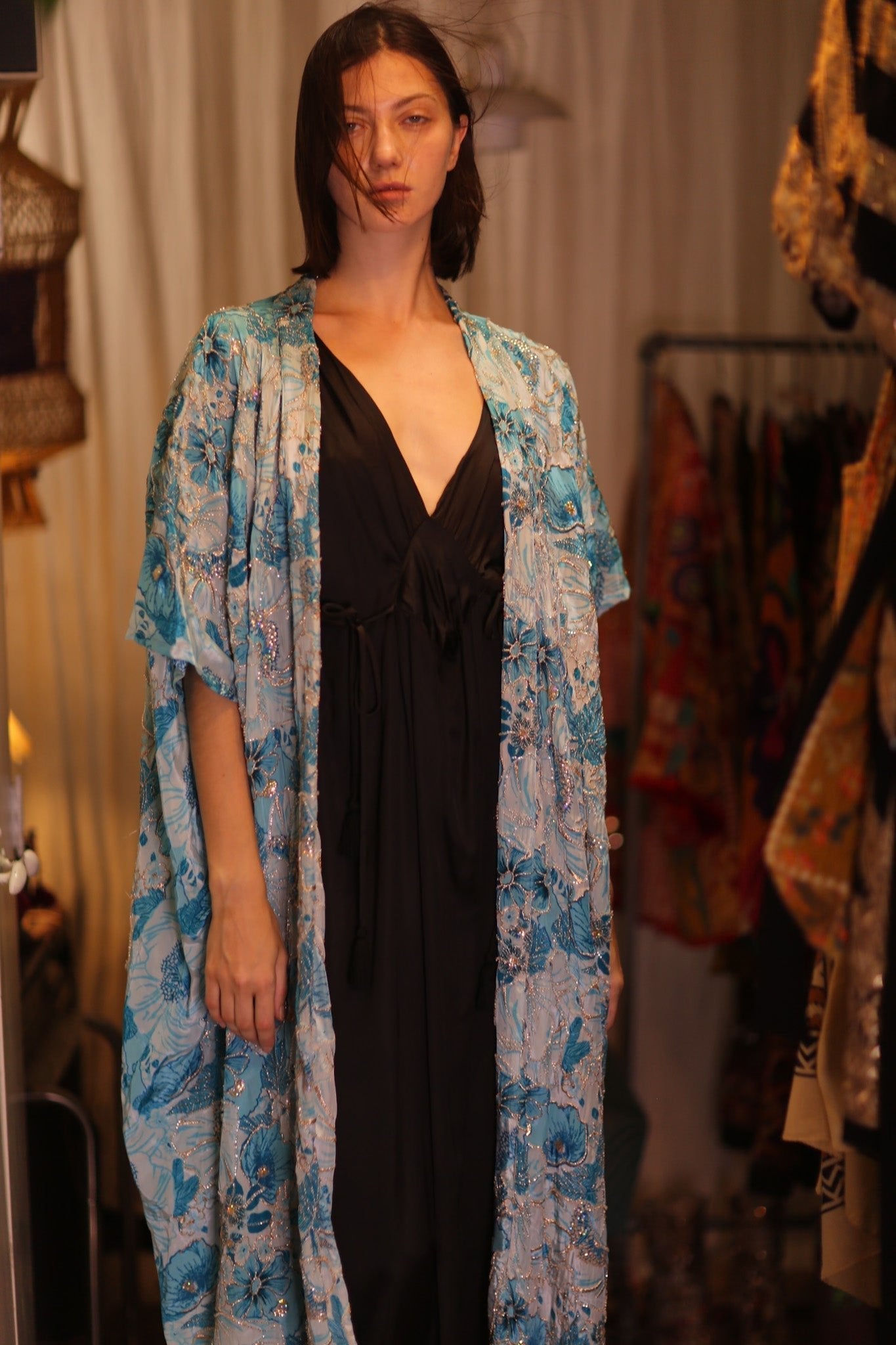 ANDREA EMBROIDERED KIMONO SKY BLUE - MOMO STUDIO BERLIN - Berlin Concept Store - sustainable & ethical fashion