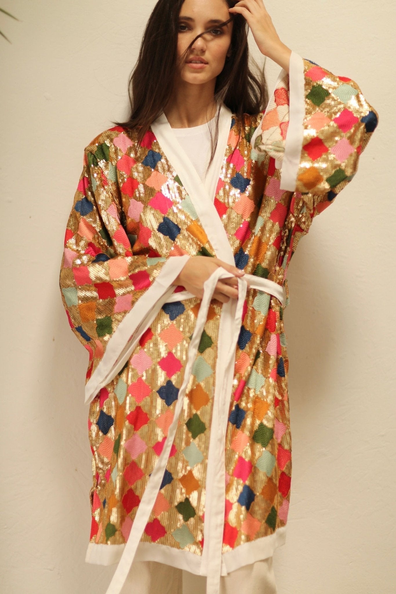 ARGUS GLO CHIFFON SILK SEQUIN EMBROIDERED KIMONO - MOMO STUDIO BERLIN - Berlin Concept Store - sustainable & ethical fashion