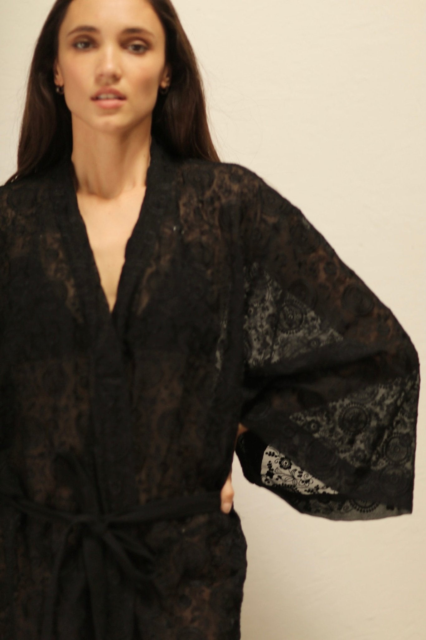 ARTEMIS BLACK CHIFFON SILK KIMONO - MOMO STUDIO BERLIN - Berlin Concept Store - sustainable & ethical fashion