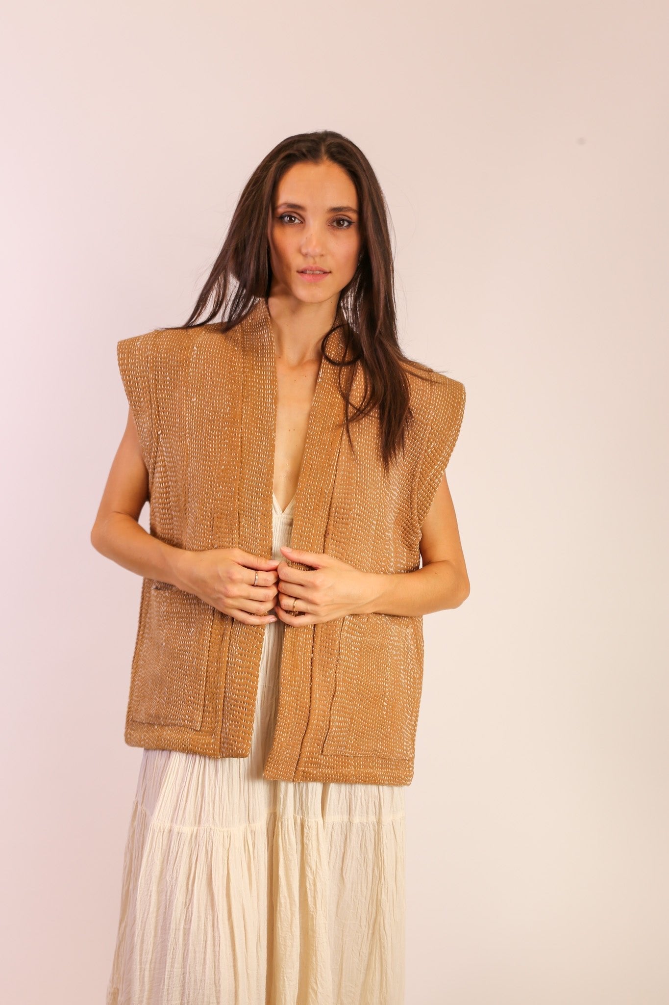 BEIGE KANTHA VEST GIDI - MOMO STUDIO BERLIN - Berlin Concept Store - sustainable & ethical fashion