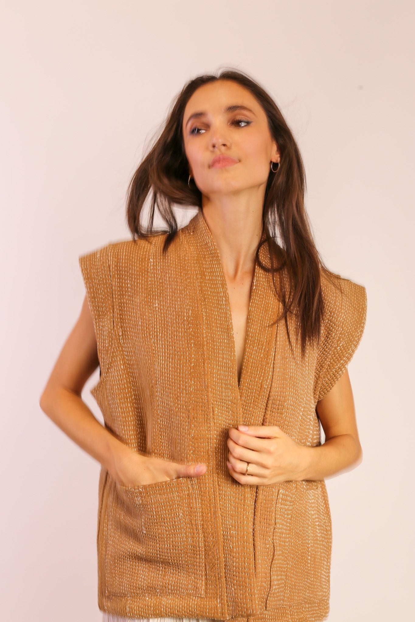 BEIGE KANTHA VEST GIDI - MOMO STUDIO BERLIN - Berlin Concept Store - sustainable & ethical fashion