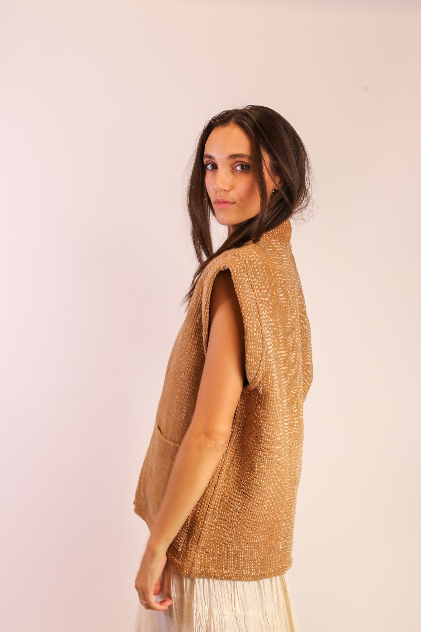 BEIGE KANTHA VEST GIDI - MOMO STUDIO BERLIN - Berlin Concept Store - sustainable & ethical fashion