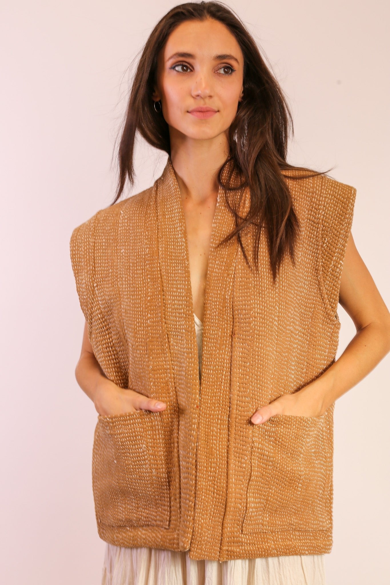 BEIGE KANTHA VEST GIDI - MOMO STUDIO BERLIN - Berlin Concept Store - sustainable & ethical fashion