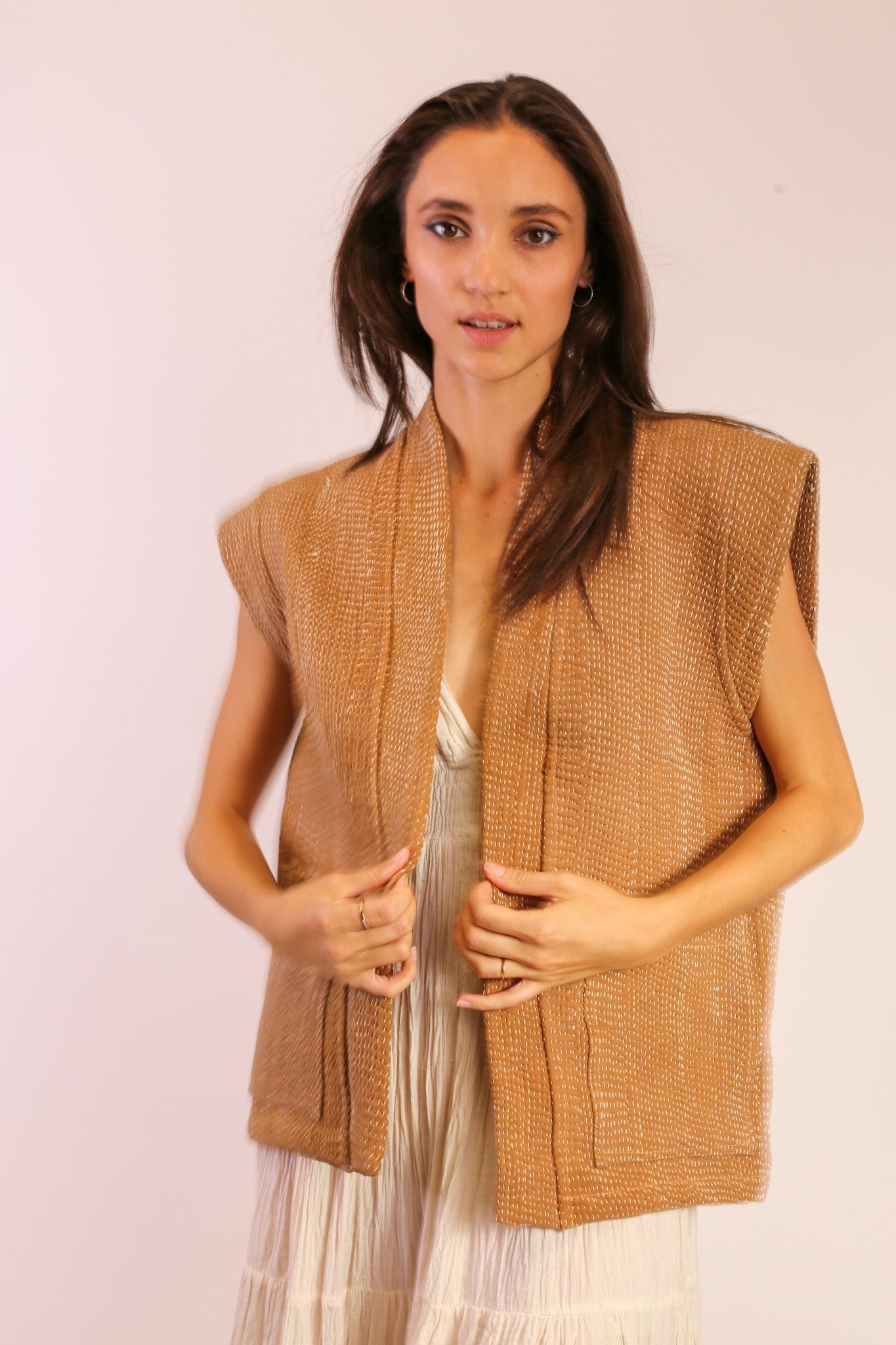 BEIGE KANTHA VEST GIDI - MOMO STUDIO BERLIN - Berlin Concept Store - sustainable & ethical fashion