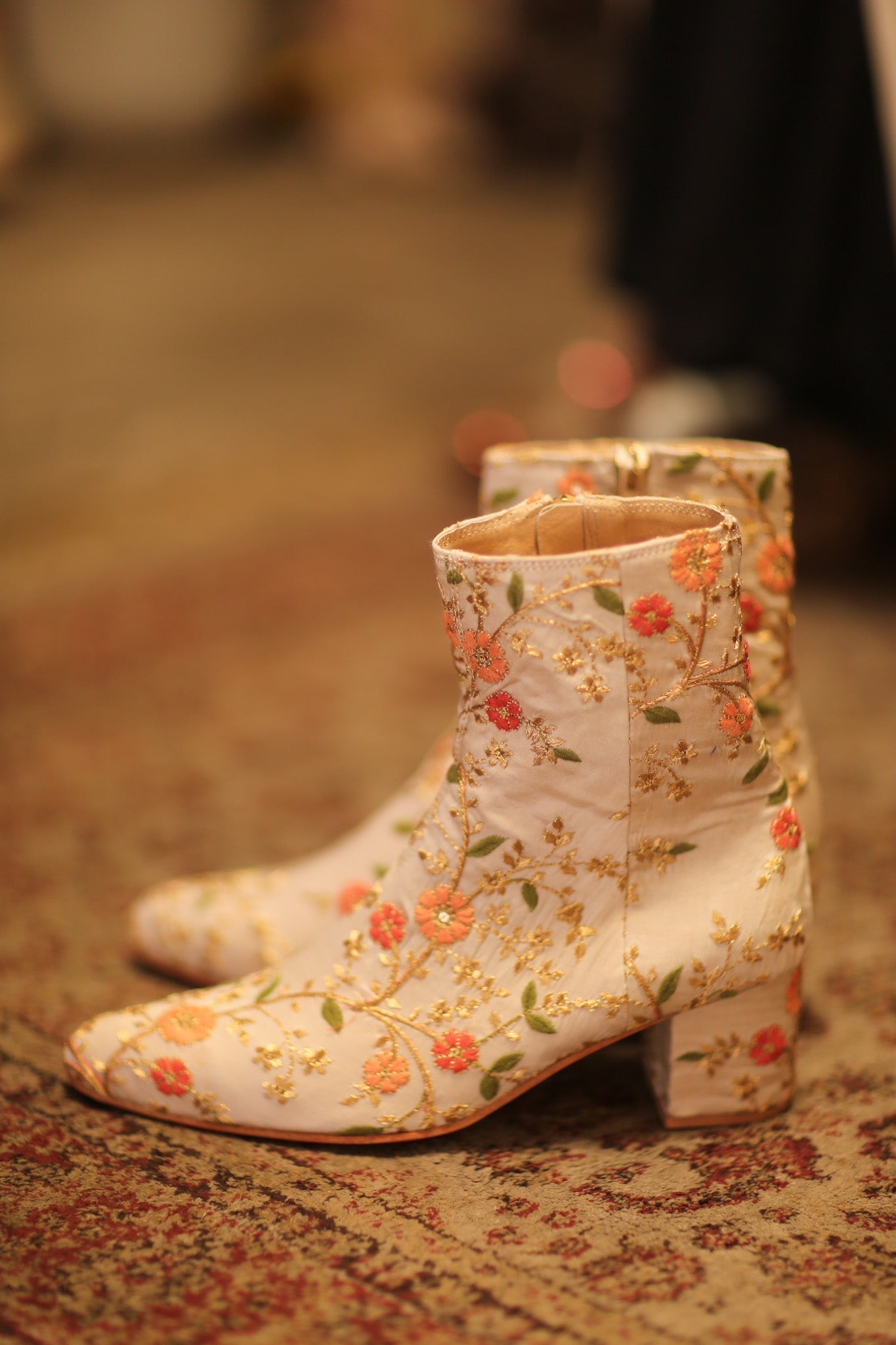 BEIGE SILK EMBROIDERED BOOTS - MOMO STUDIO BERLIN - Berlin Concept Store - sustainable & ethical fashion