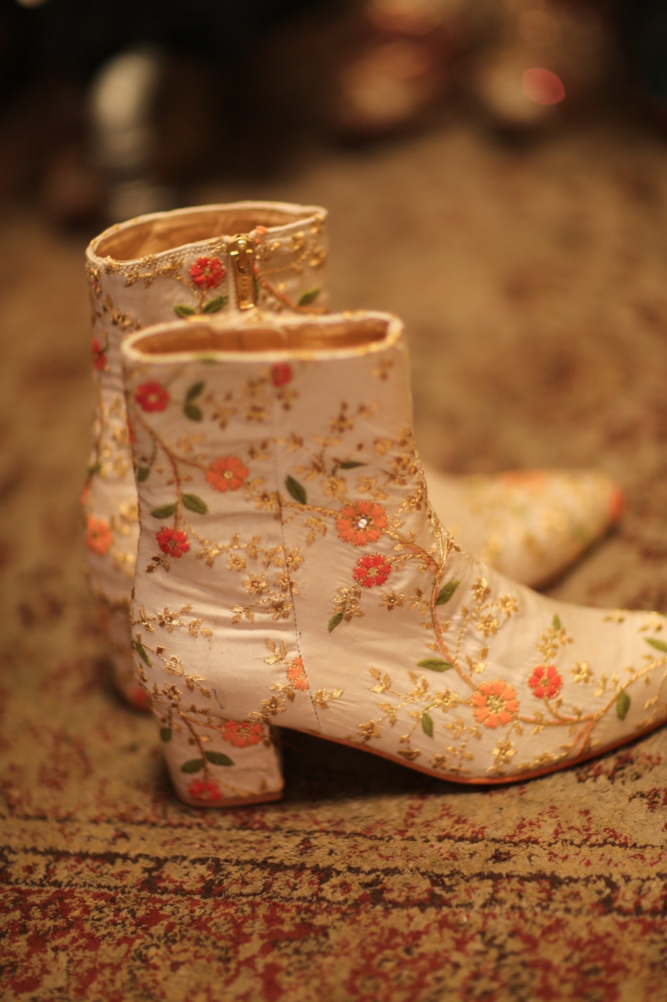 BEIGE SILK EMBROIDERED BOOTS - MOMO STUDIO BERLIN - Berlin Concept Store - sustainable & ethical fashion