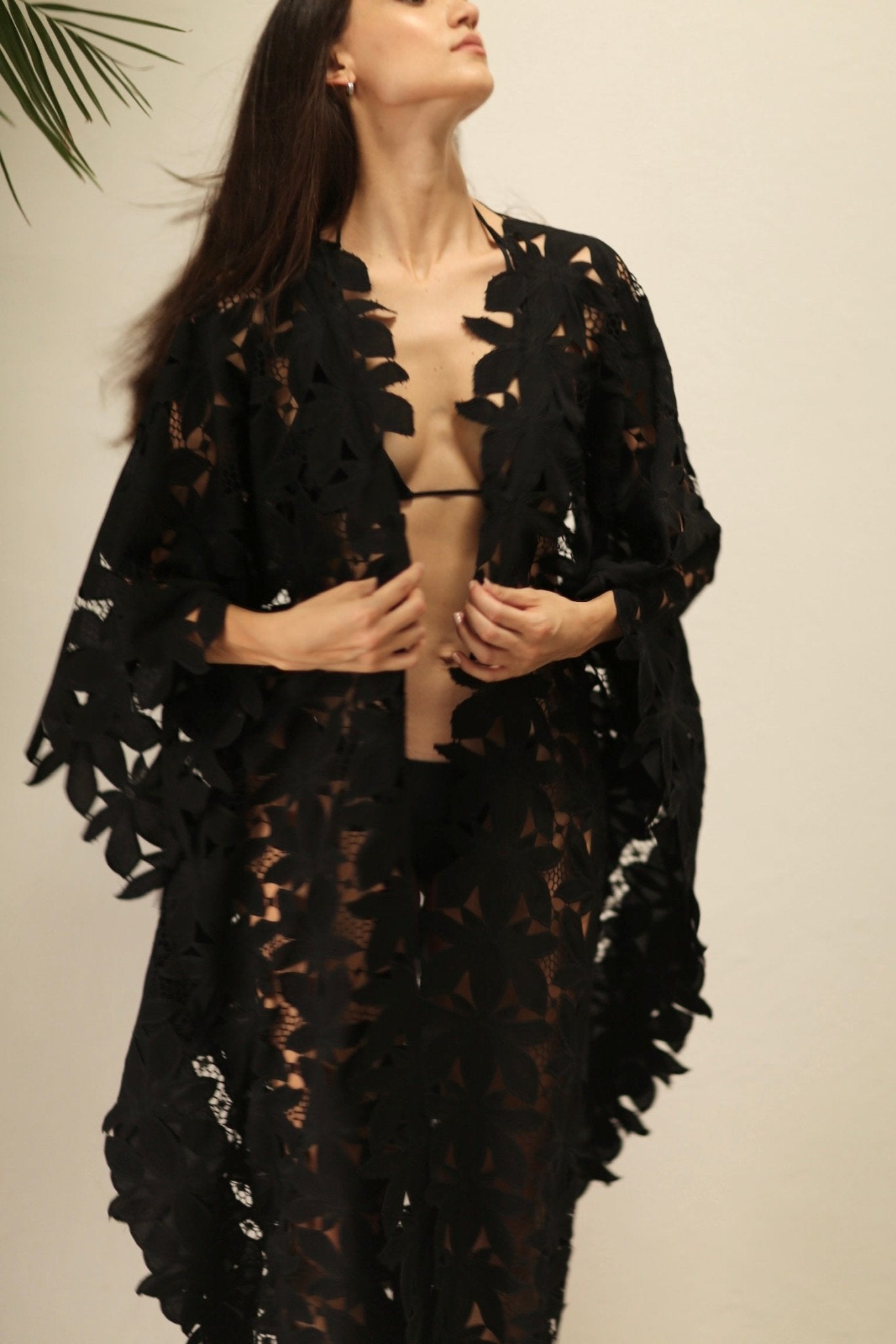 BLACK COTON LACE FLOWER KIMONO - MOMO STUDIO BERLIN - Berlin Concept Store - sustainable & ethical fashion