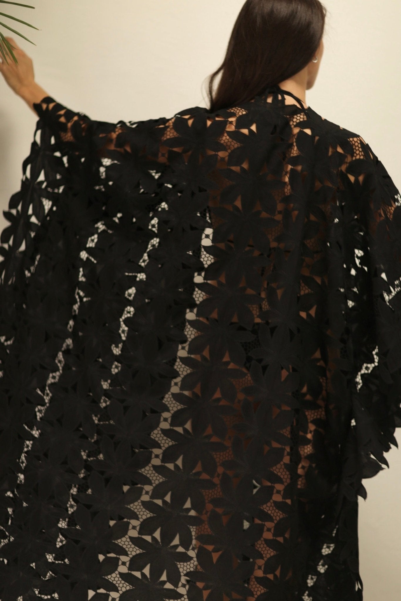 BLACK COTON LACE FLOWER KIMONO - MOMO STUDIO BERLIN - Berlin Concept Store - sustainable & ethical fashion