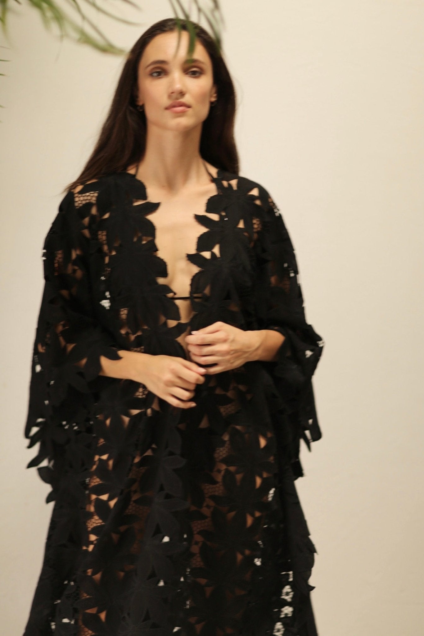 BLACK COTON LACE FLOWER KIMONO - MOMO STUDIO BERLIN - Berlin Concept Store - sustainable & ethical fashion