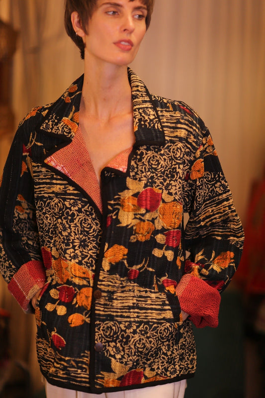 BLACK FLORAL KANTHA JACKET LOTA - MOMO STUDIO BERLIN - Berlin Concept Store - sustainable & ethical fashion