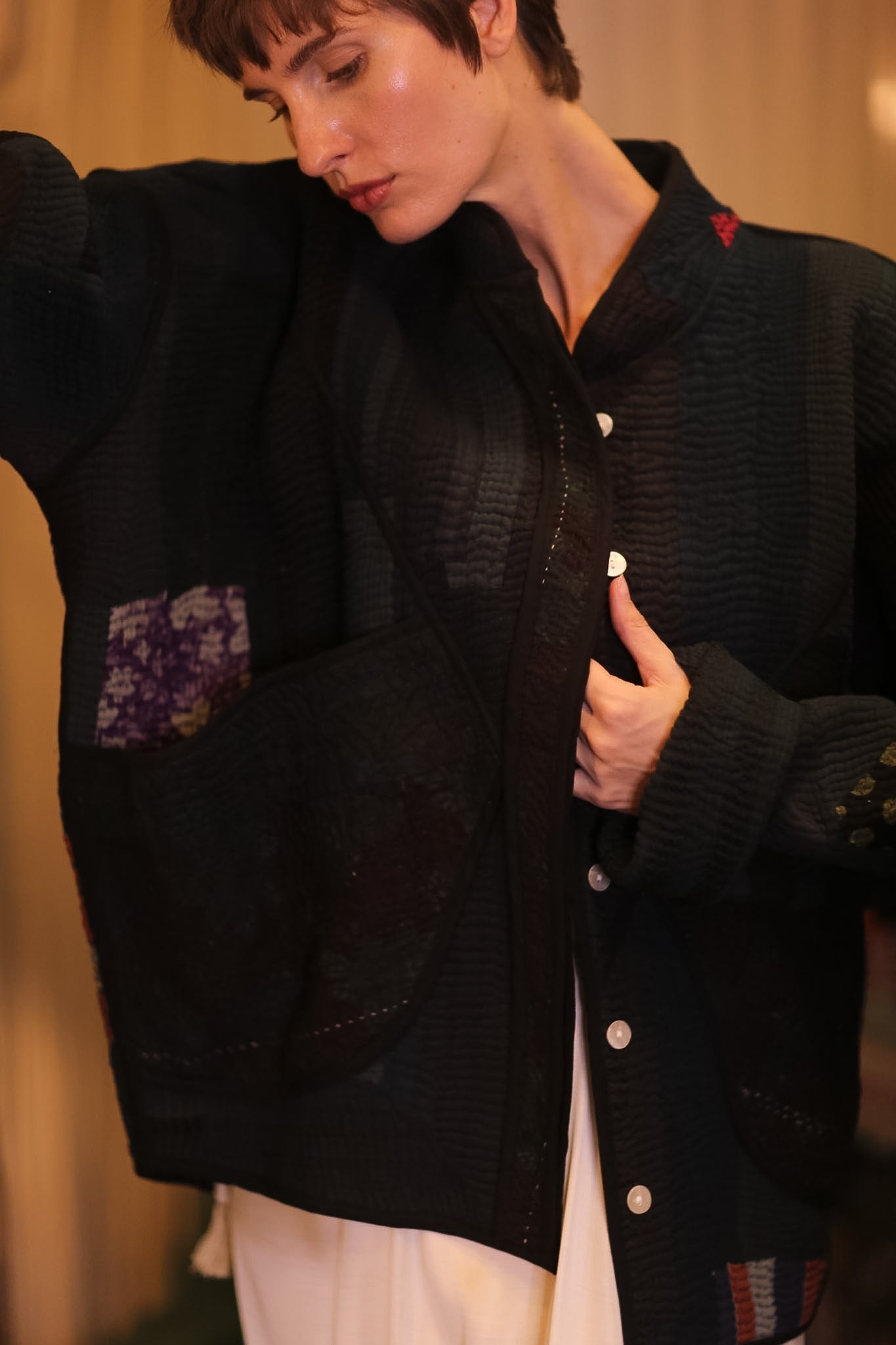 BLACK KANTHA PATCHWORK JACKET BLACK HERBERT - MOMO STUDIO BERLIN - Berlin Concept Store - sustainable & ethical fashion