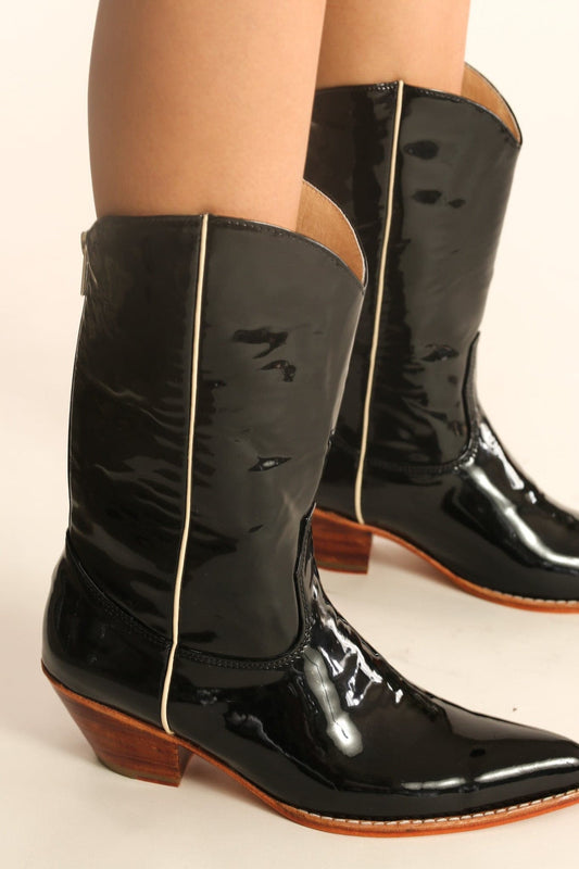 BLACK PATENT WESTERN BOOTS WAKANDA - MOMO STUDIO BERLIN - Berlin Concept Store - sustainable & ethical fashion