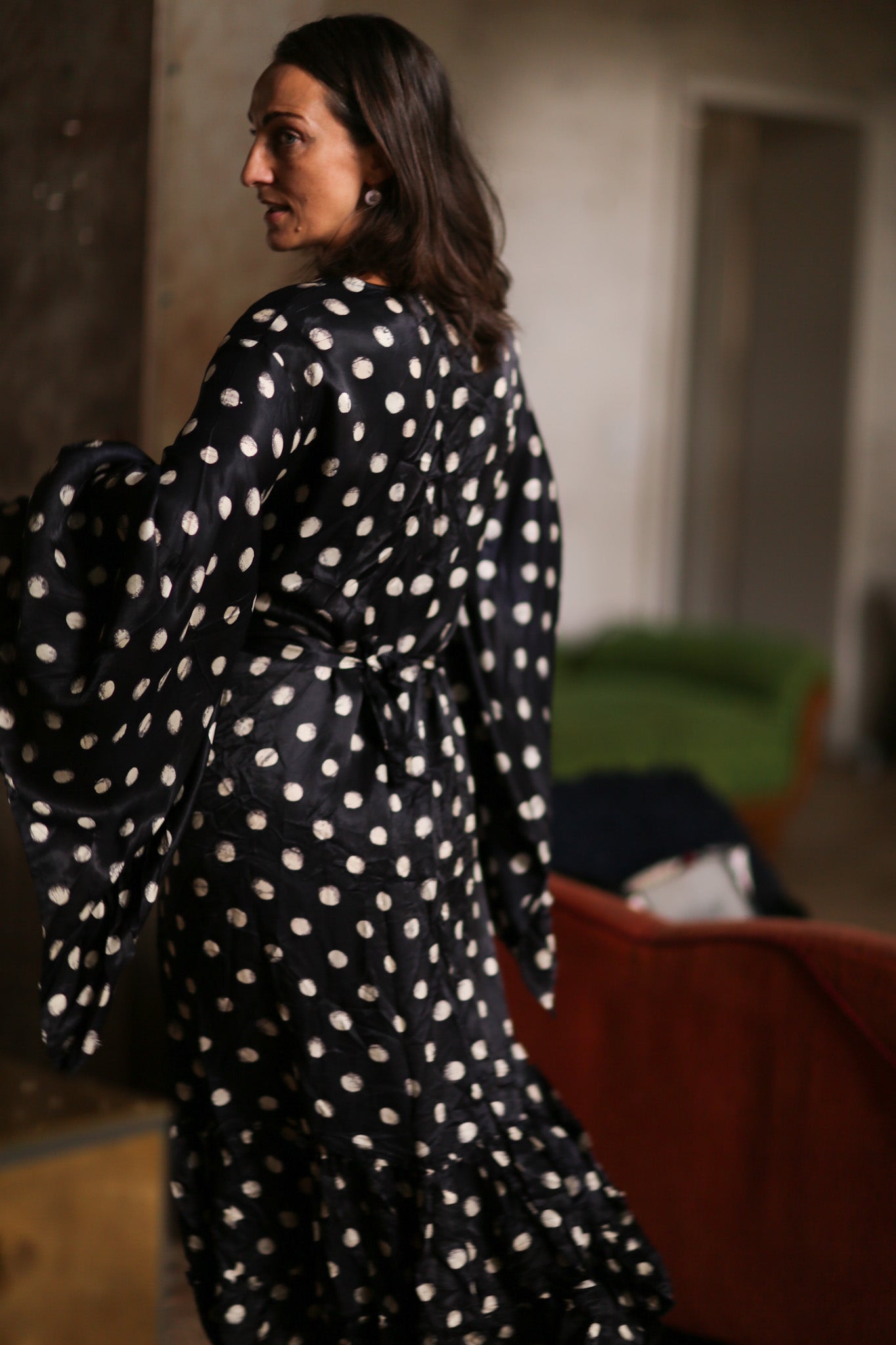 BLACK POLKA DOT XL SILK KIMONO - MOMO STUDIO BERLIN - Berlin Concept Store - sustainable & ethical fashion