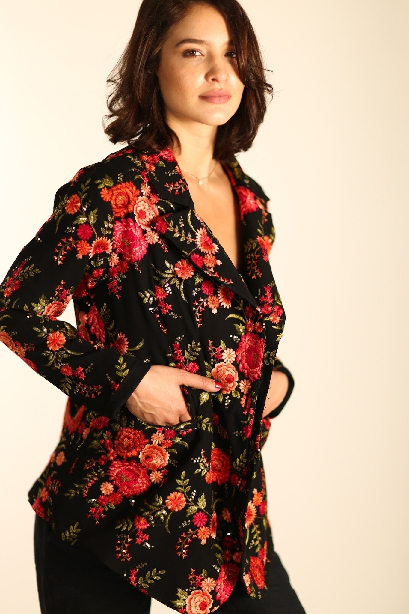 BLACK ROSE EMBROIDERED NOVELTY BLAZER JACKET MANON - MOMO STUDIO BERLIN - Berlin Concept Store - sustainable & ethical fashion