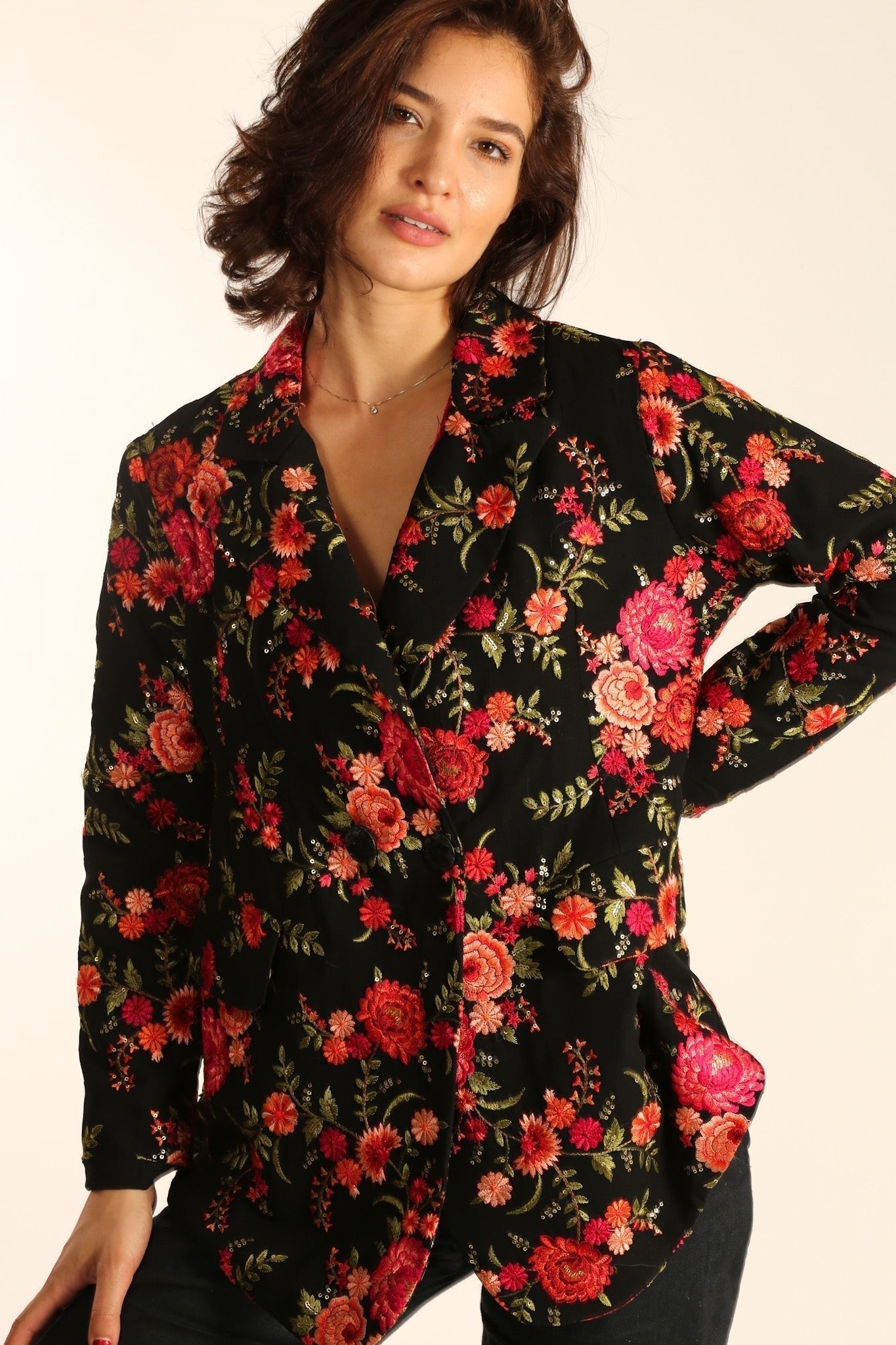 BLACK ROSE EMBROIDERED NOVELTY BLAZER JACKET MANON - MOMO STUDIO BERLIN - Berlin Concept Store - sustainable & ethical fashion