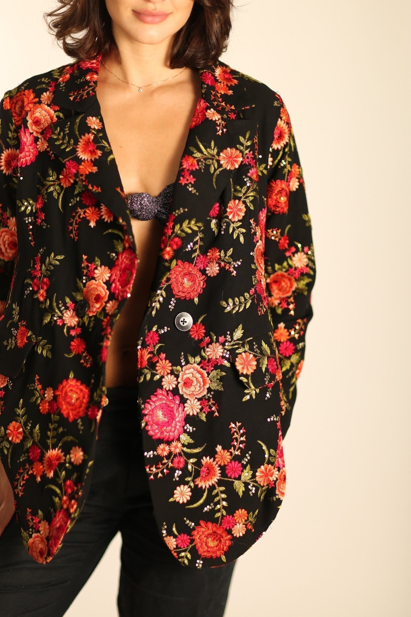 BLACK ROSE EMBROIDERED NOVELTY BLAZER JACKET MANON - MOMO STUDIO BERLIN - Berlin Concept Store - sustainable & ethical fashion